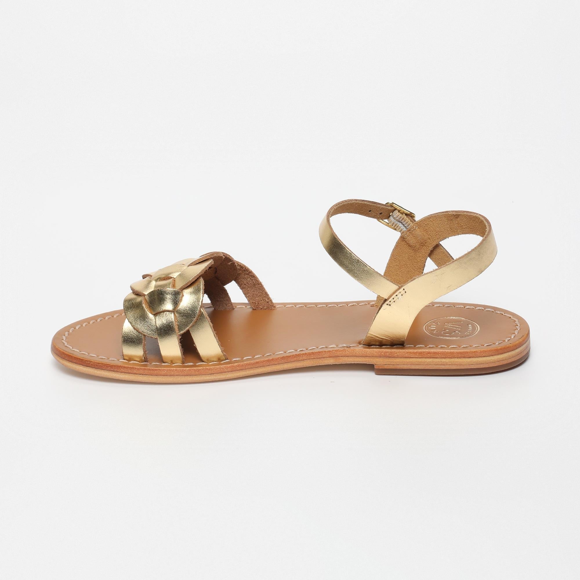BANDANA sandales en cuir or foncé