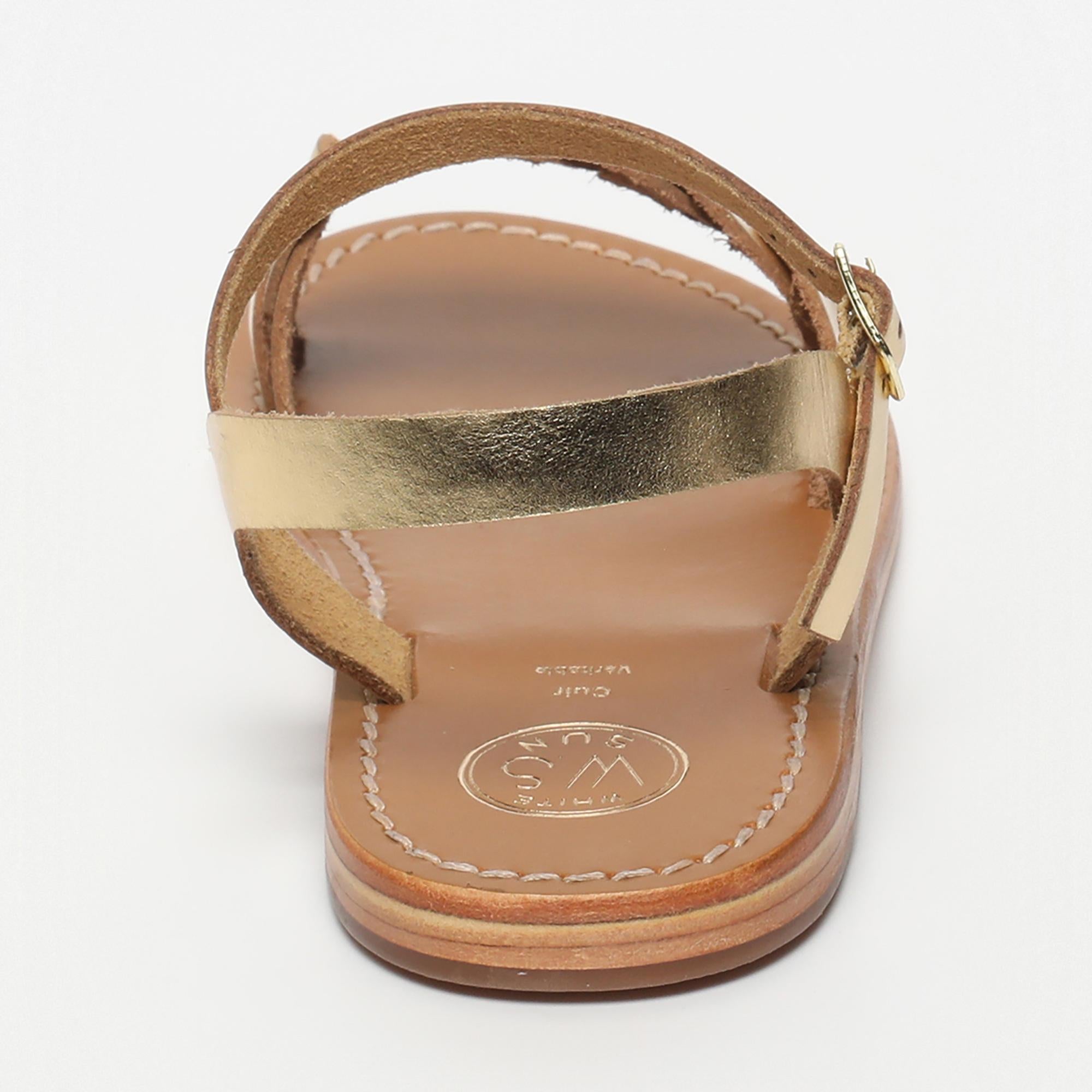 BANDANA sandales en cuir or foncé