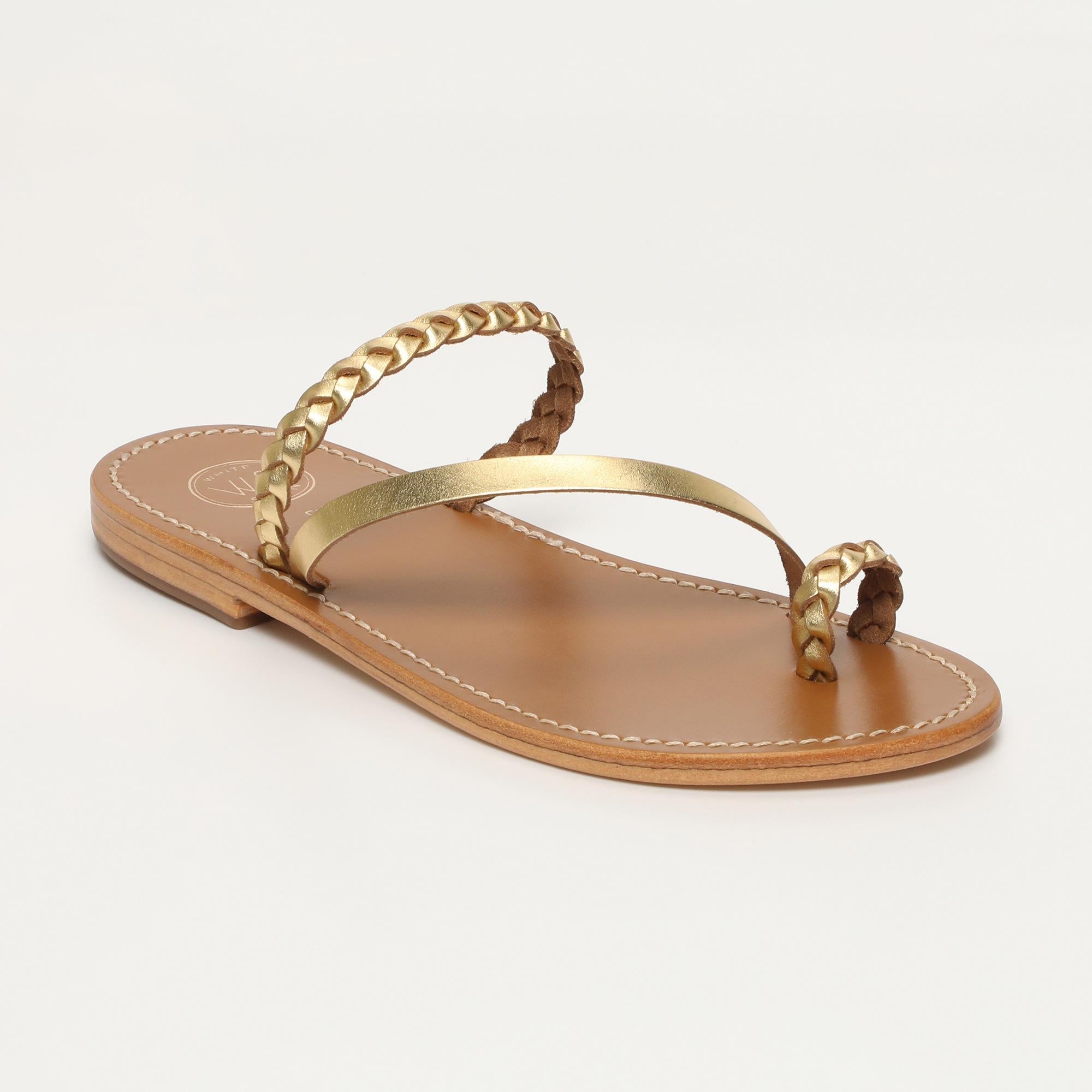 BANUPRIYA mules entre doigt tresse en cuir or foncé