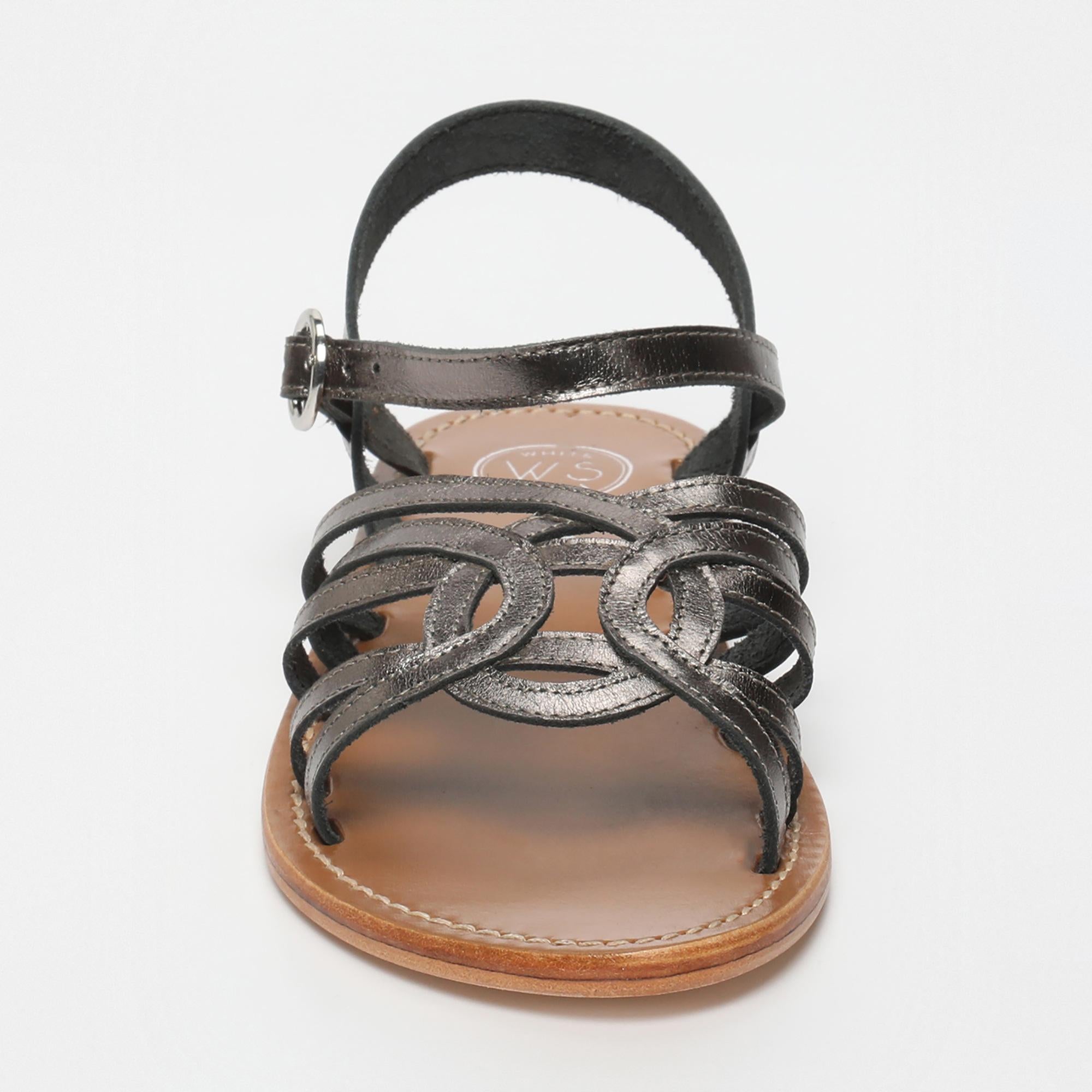 BARSHA sandales en cuir étain