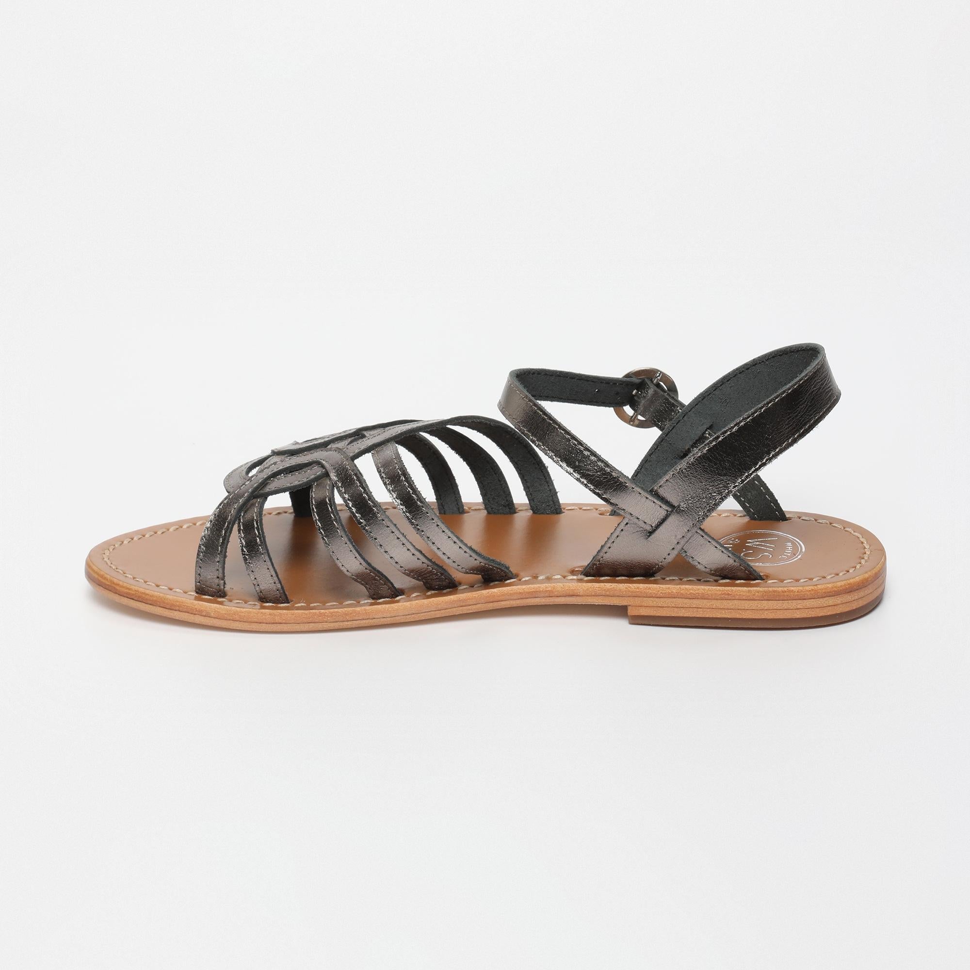 BARSHA sandales en cuir étain