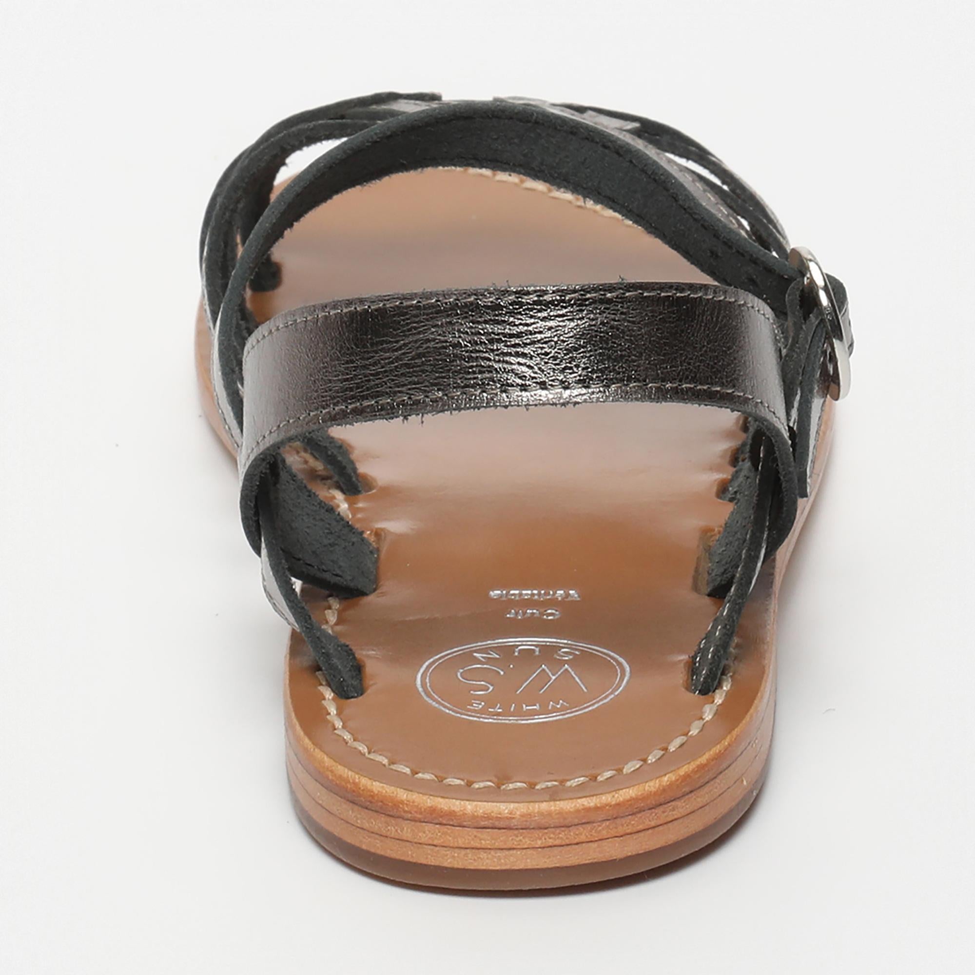 BARSHA sandales en cuir étain