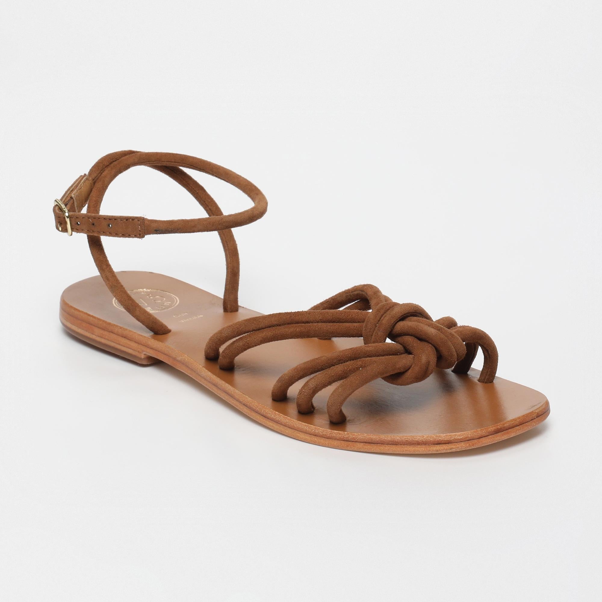 BEENA sandales bracelet de cheville en cuir camel