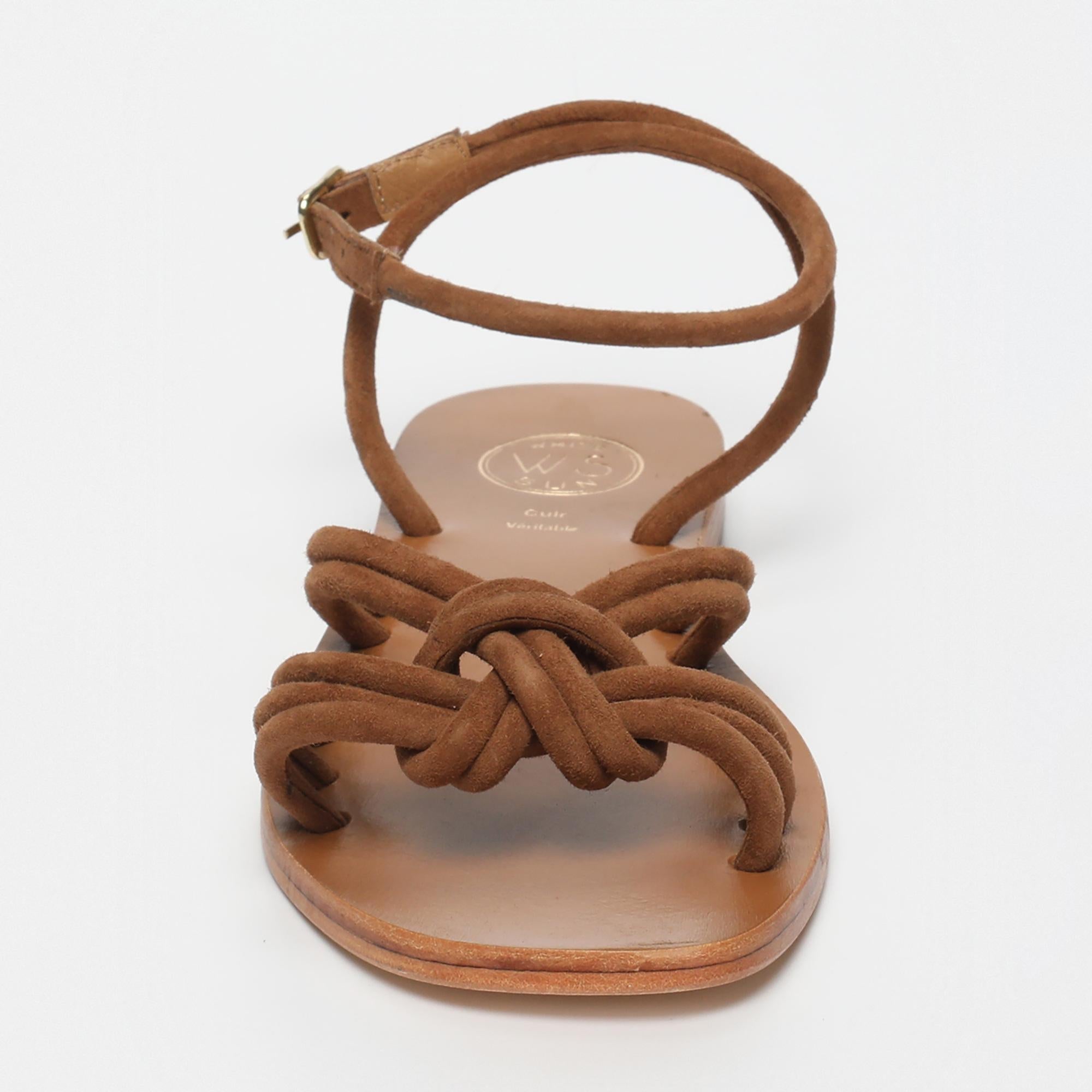 BEENA sandales bracelet de cheville en cuir camel