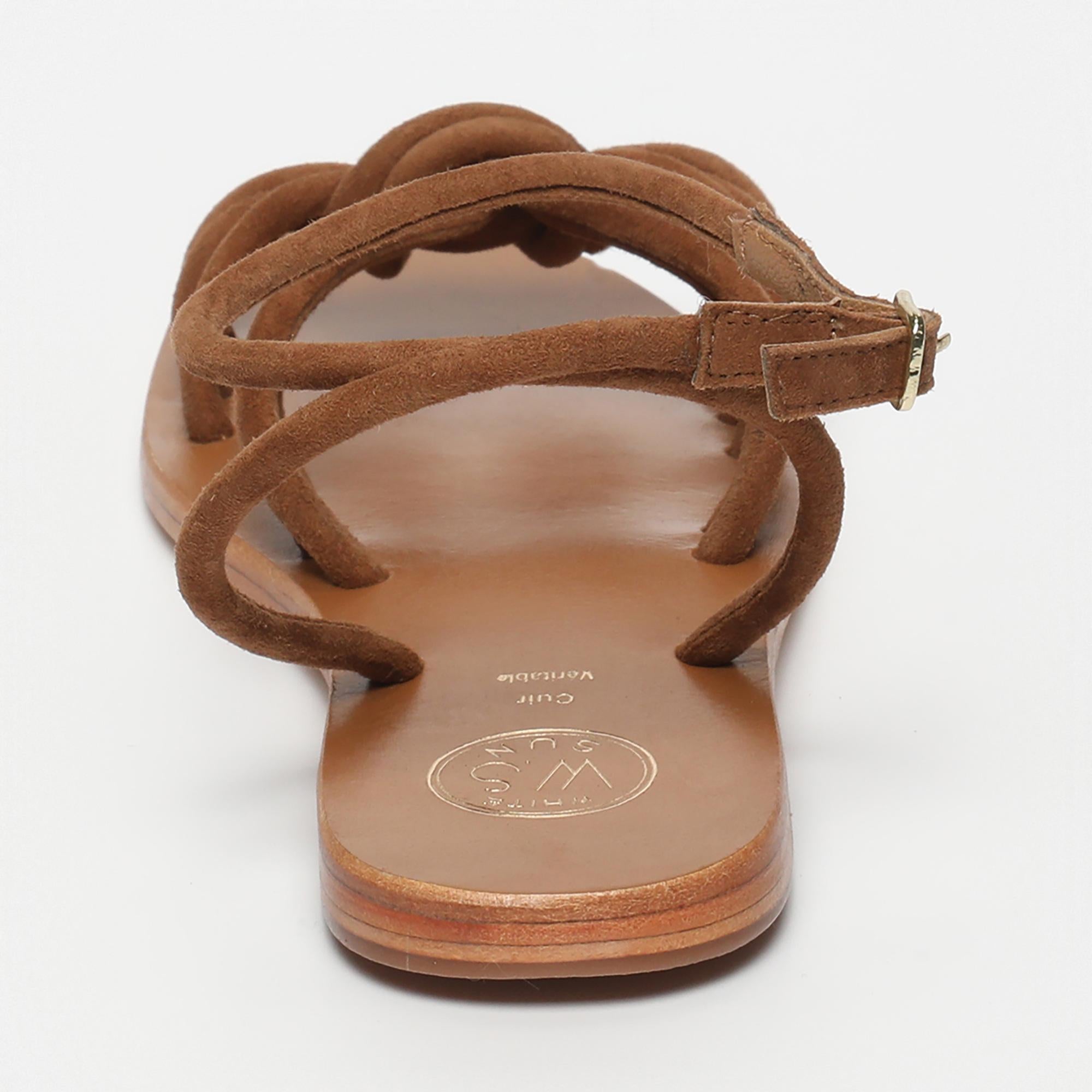 BEENA sandales bracelet de cheville en cuir camel