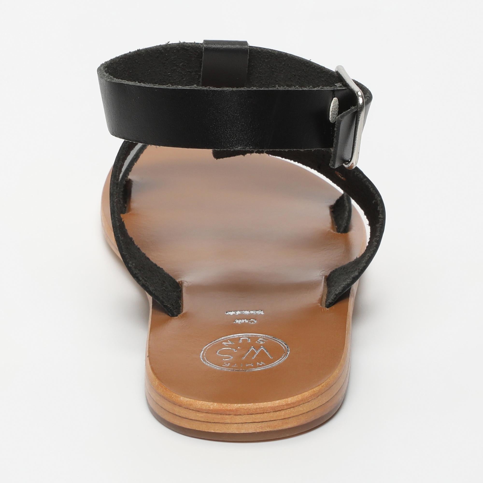 BHARATHI sandales spartiates bracelet de cheville en cuir noir