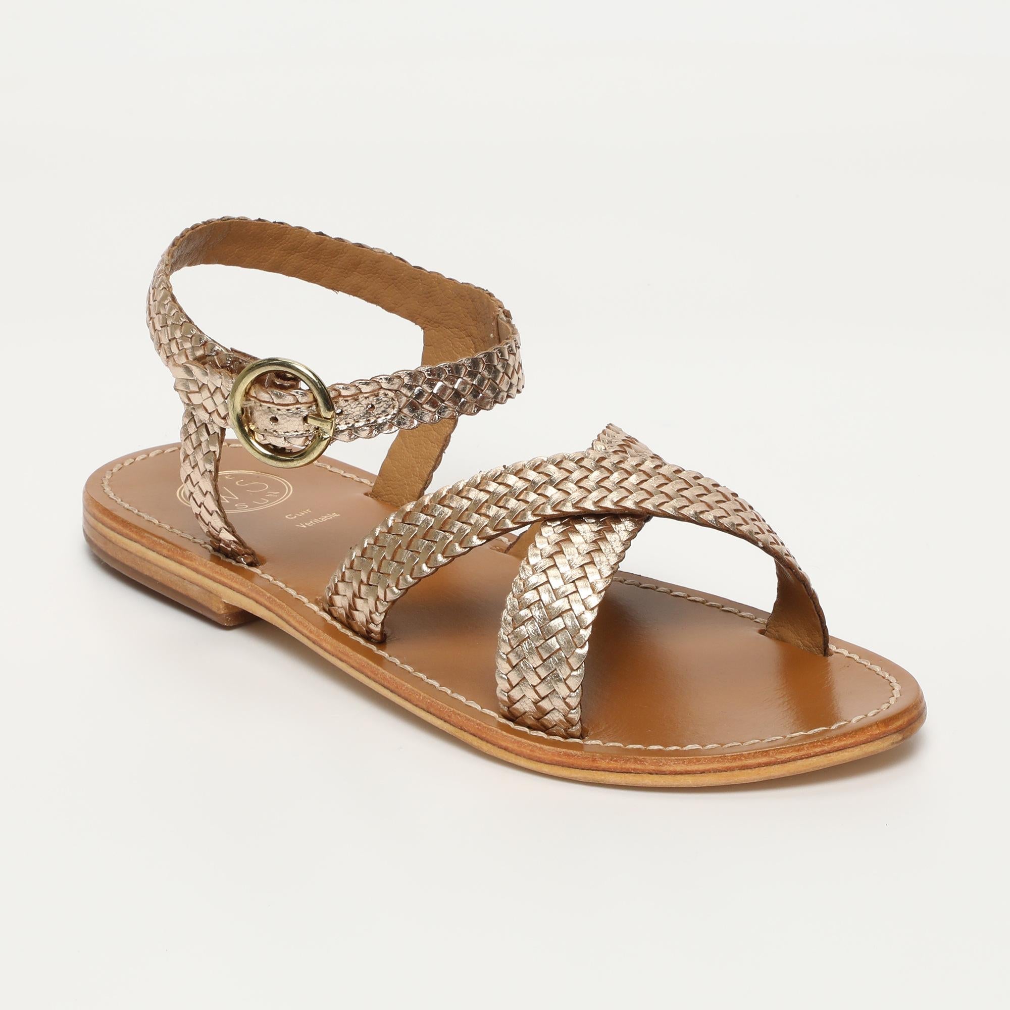 BHARTI sandales tresse en cuir or