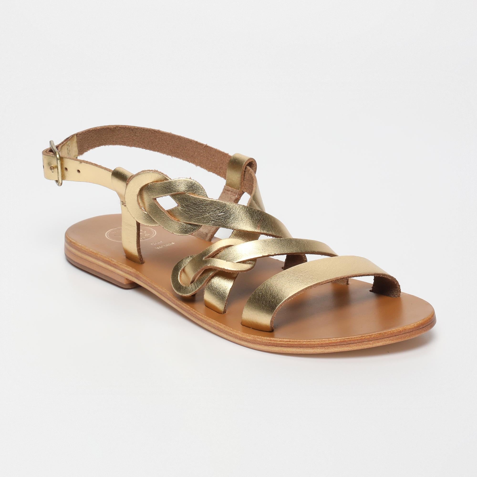 BHAVANE sandales en cuir or foncé