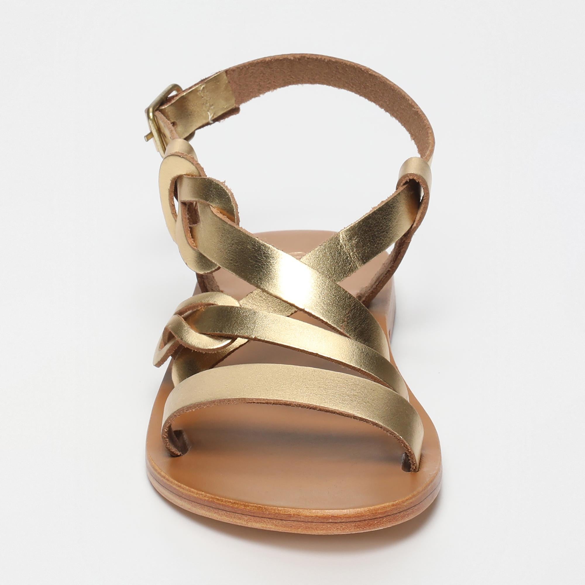 BHAVANE sandales en cuir or foncé