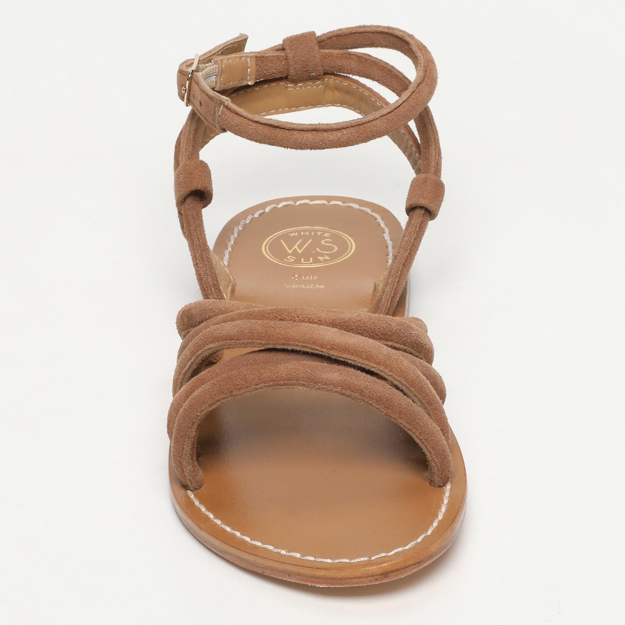 CALVILLA sandales bracelet de cheville en cuir camel