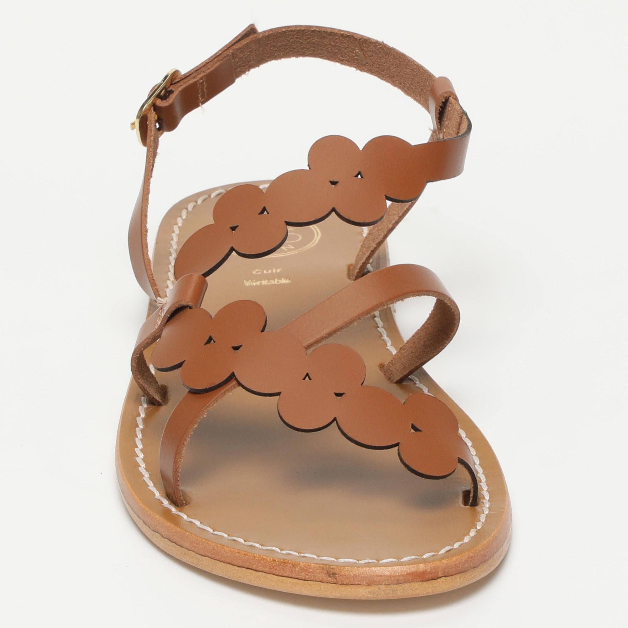CAMPILE sandales fantaisie en cuir camel