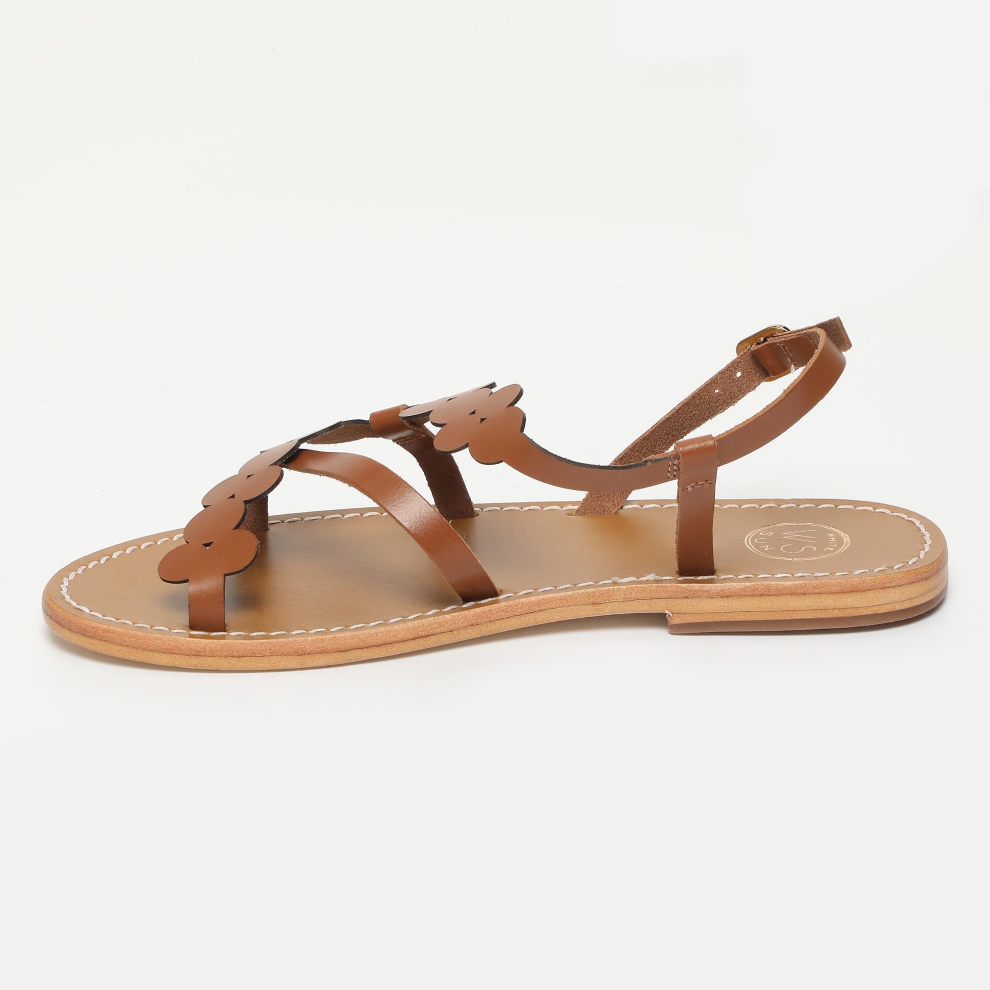 CAMPILE sandales fantaisie en cuir camel