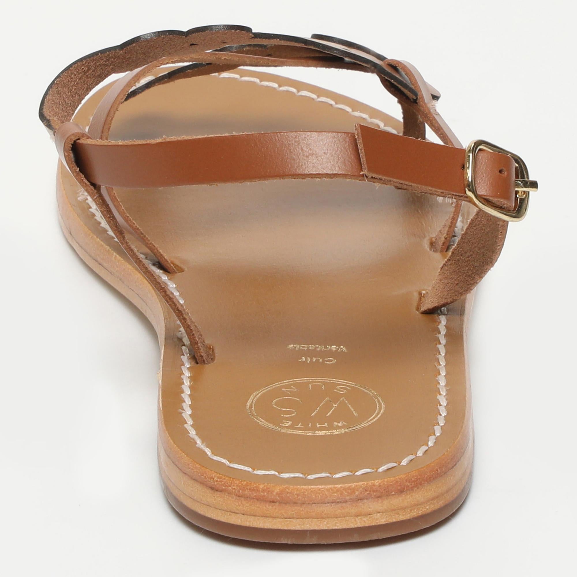 CAMPILE sandales fantaisie en cuir camel