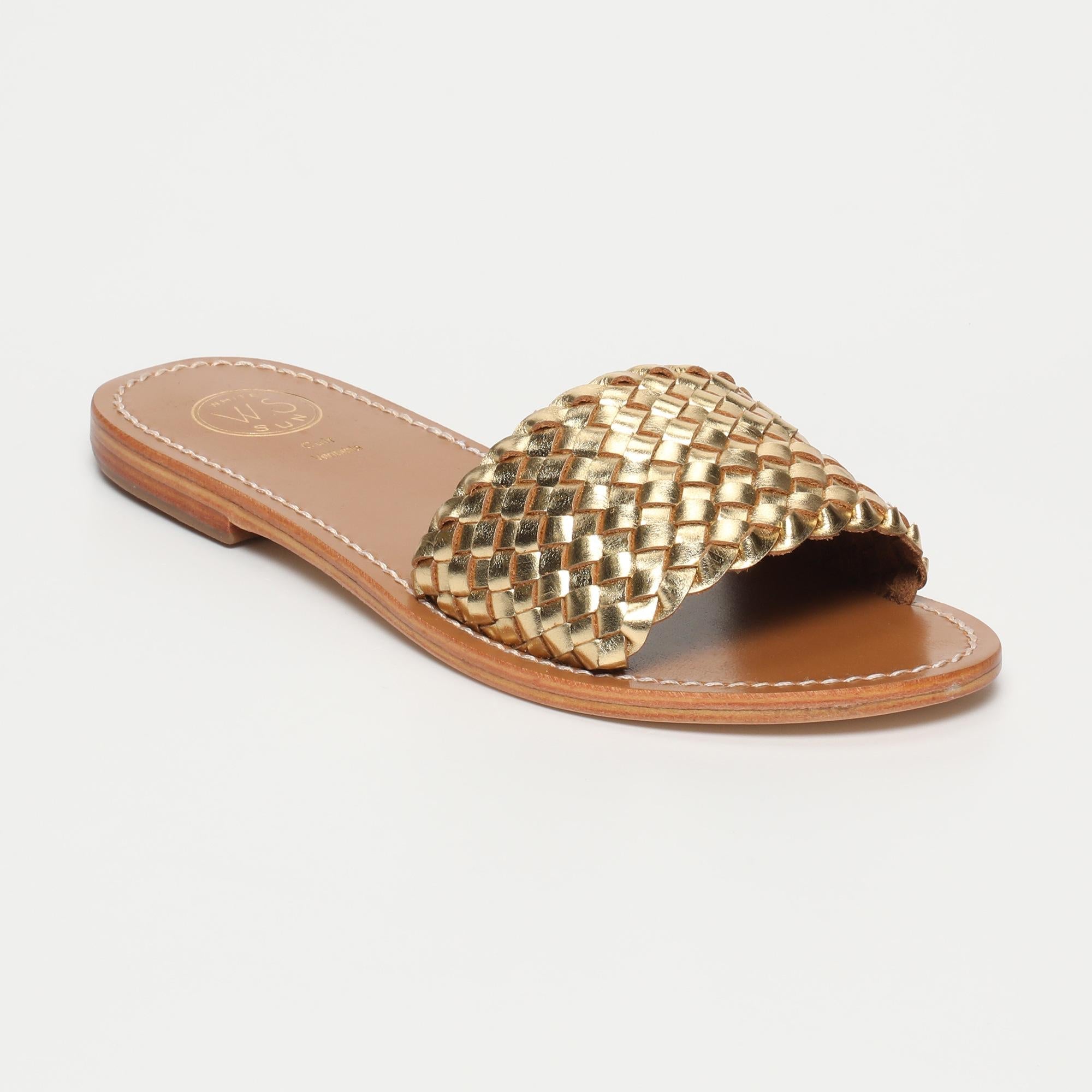 CANDIDA mules tresse en cuir or foncé