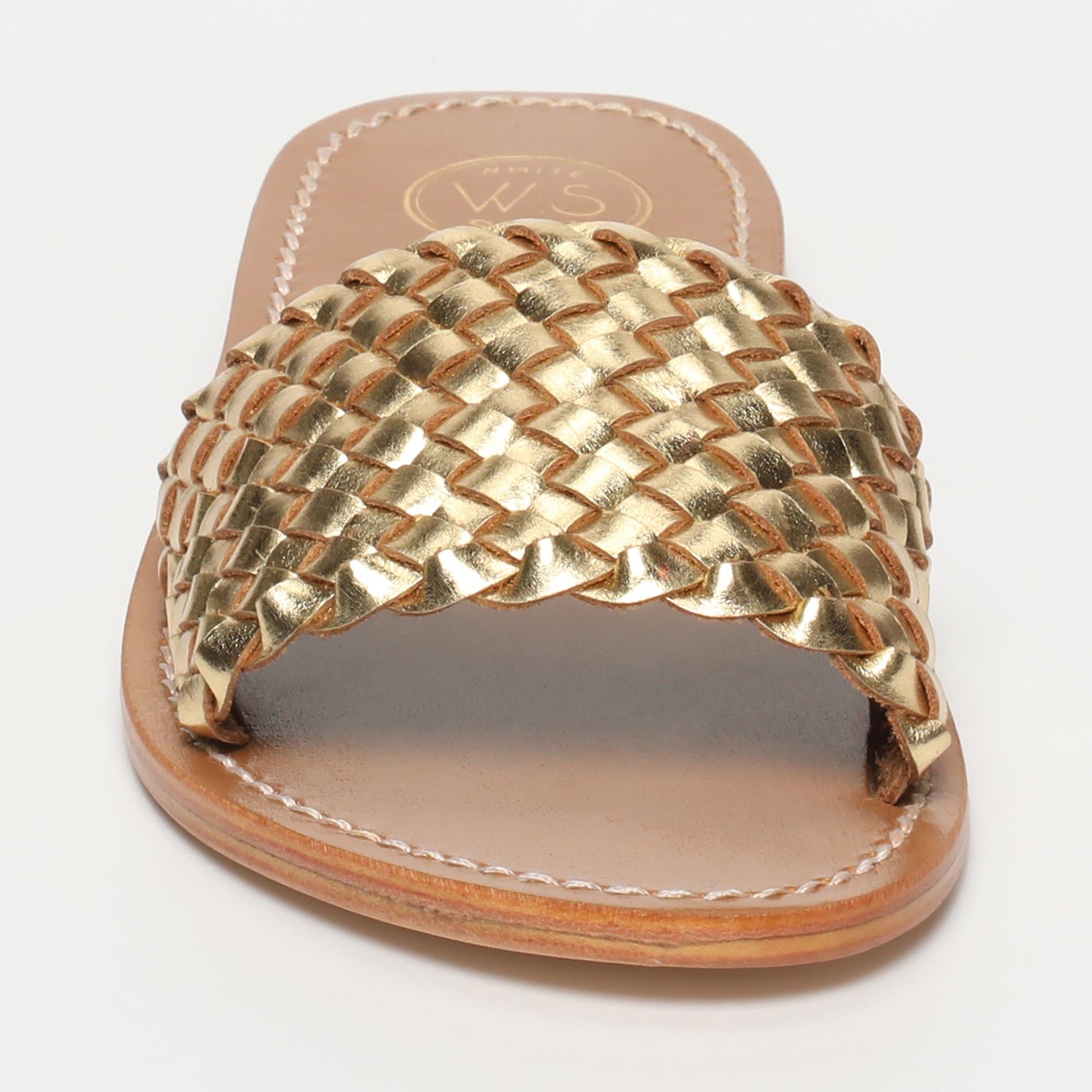 CANDIDA mules tresse en cuir or foncé