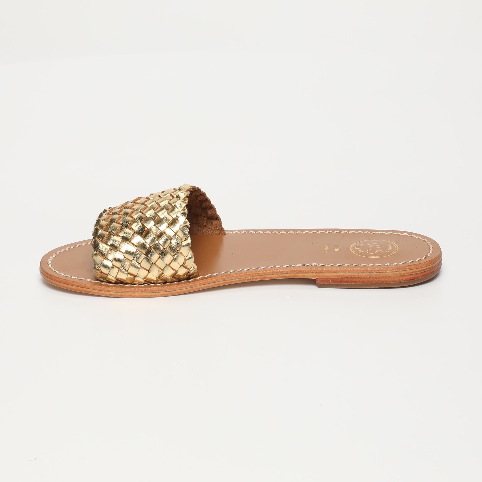 CANDIDA mules tresse en cuir or foncé