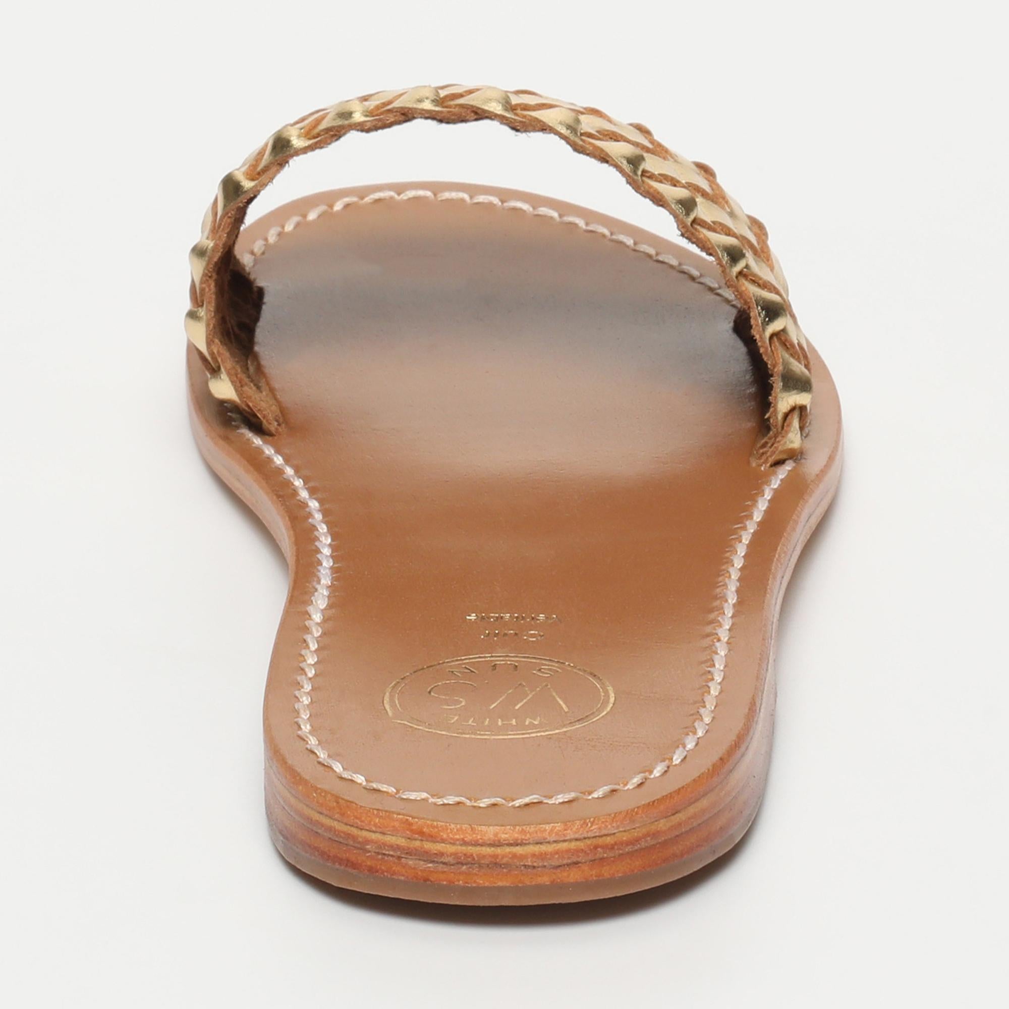 CANDIDA mules tresse en cuir or foncé