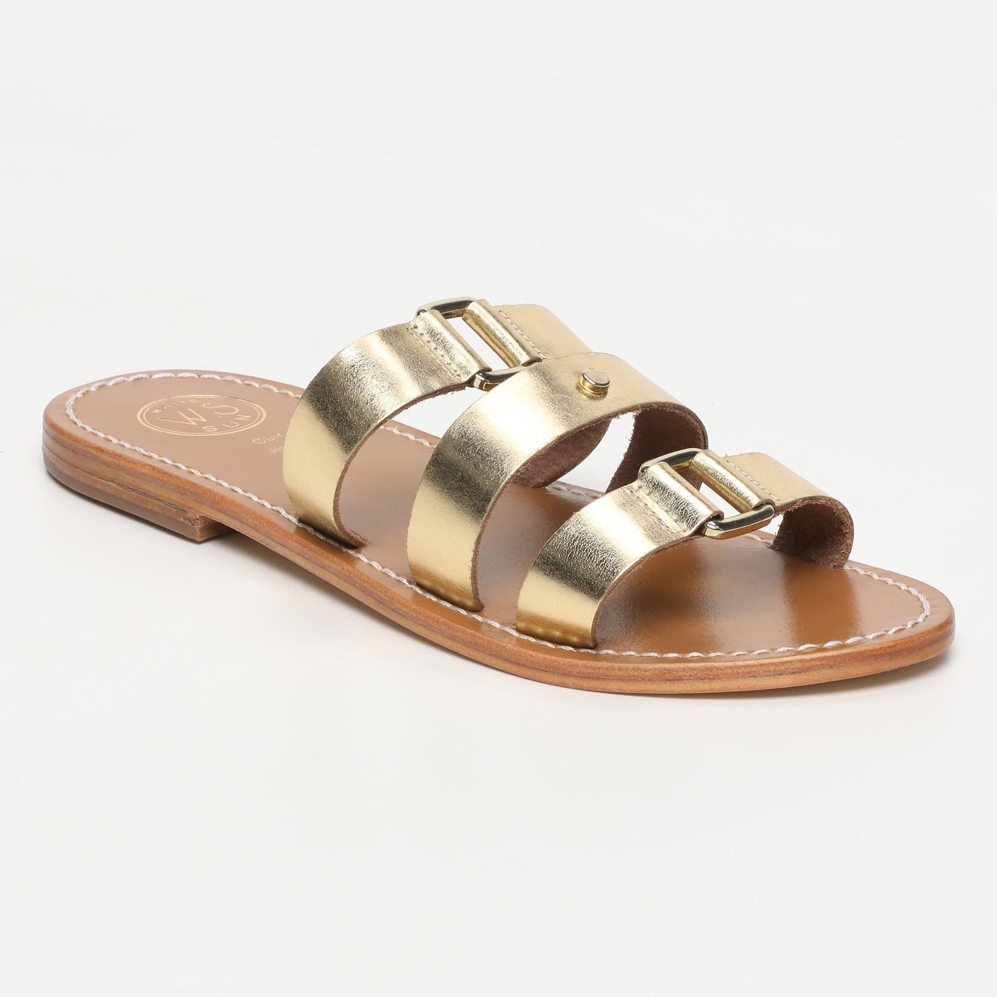 CARDENA mules en cuir or foncé