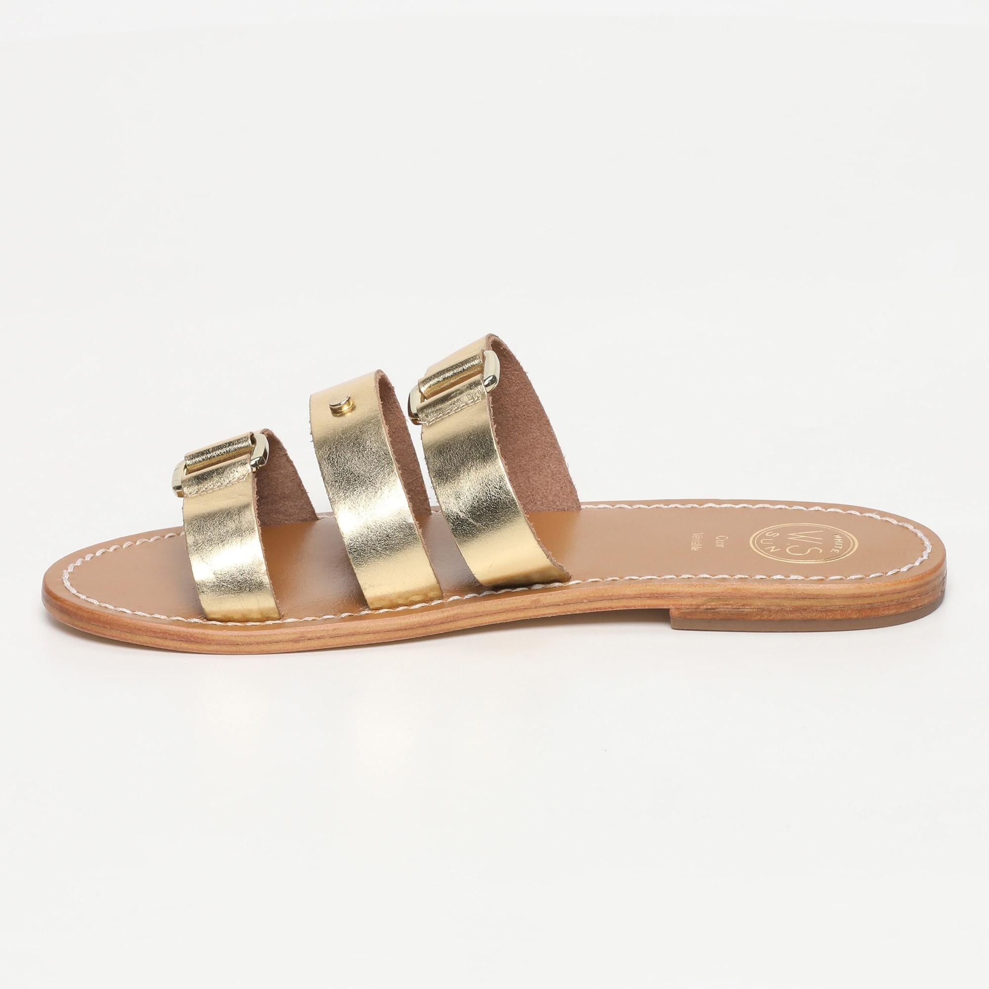 CARDENA mules en cuir or foncé