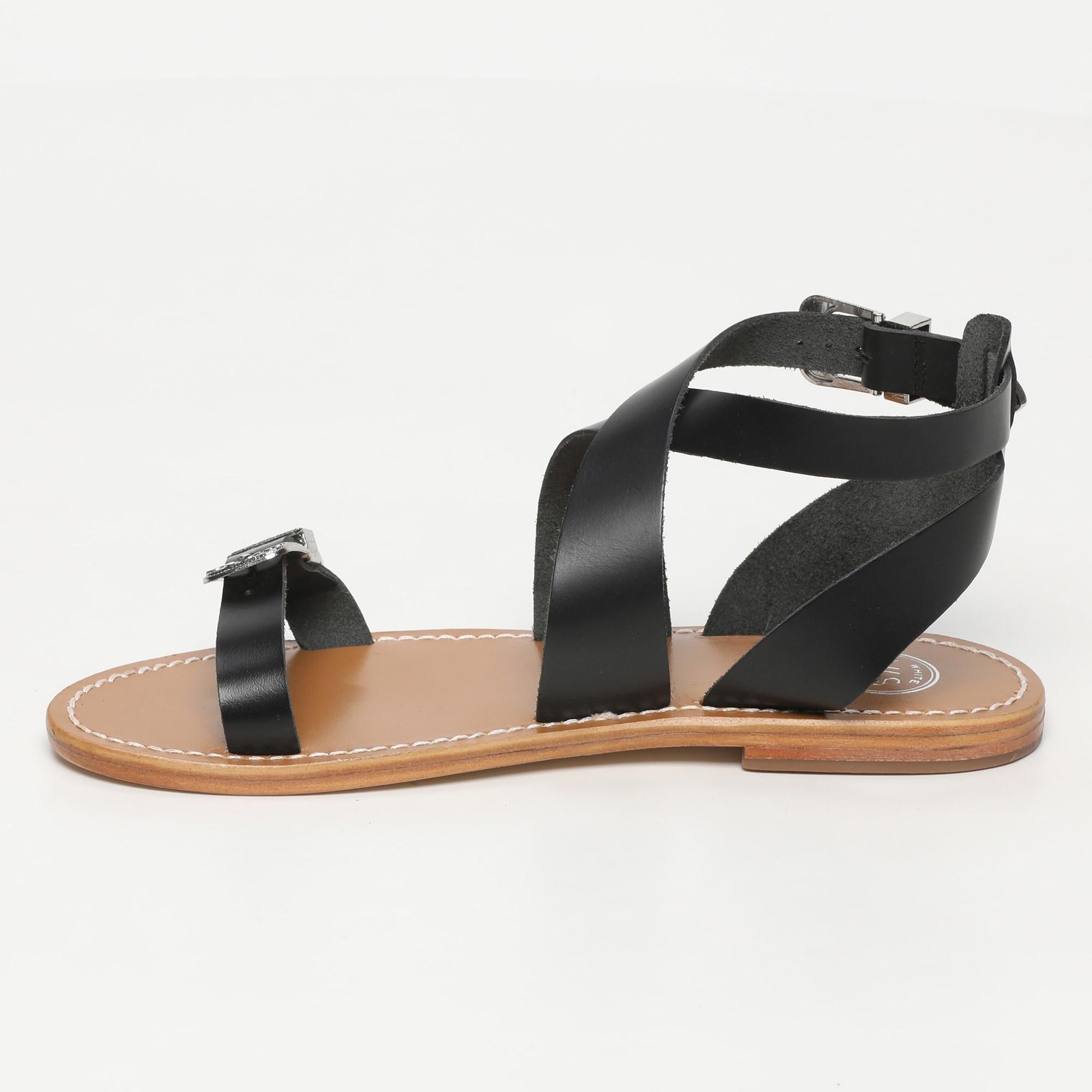 CARTAYA sandales spartiates bracelet de cheville en cuir noir