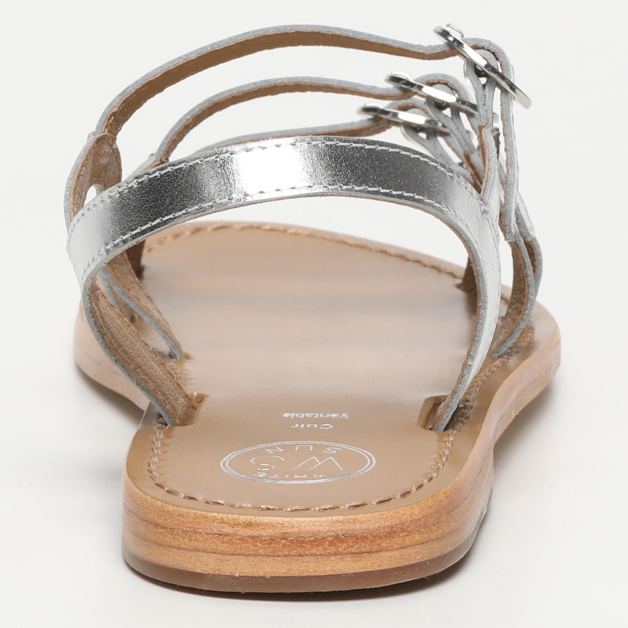 CASALTA sandales en cuir argent