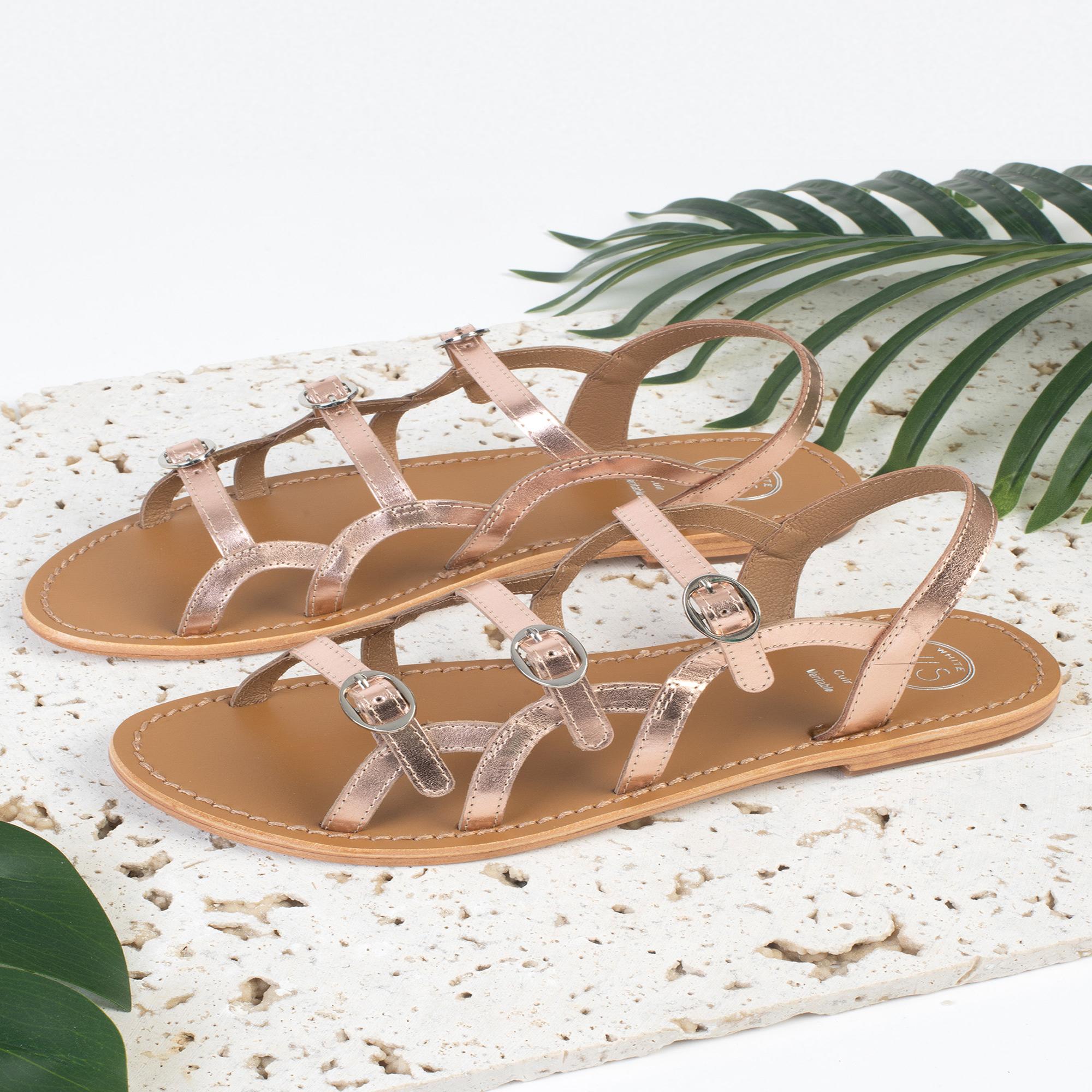 CASALTA sandales en cuir or rose
