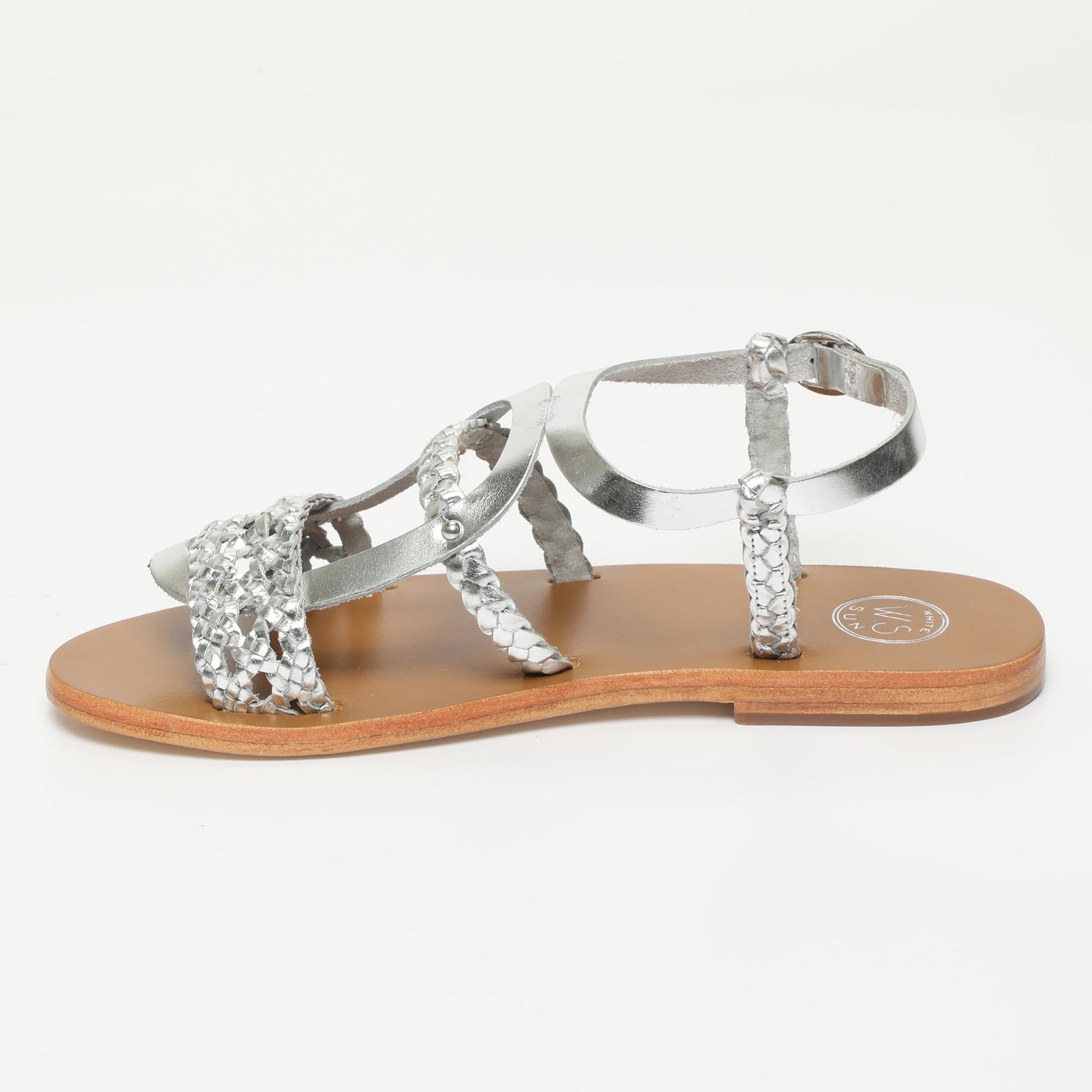 CASTIRLA sandales tresse en cuir argent