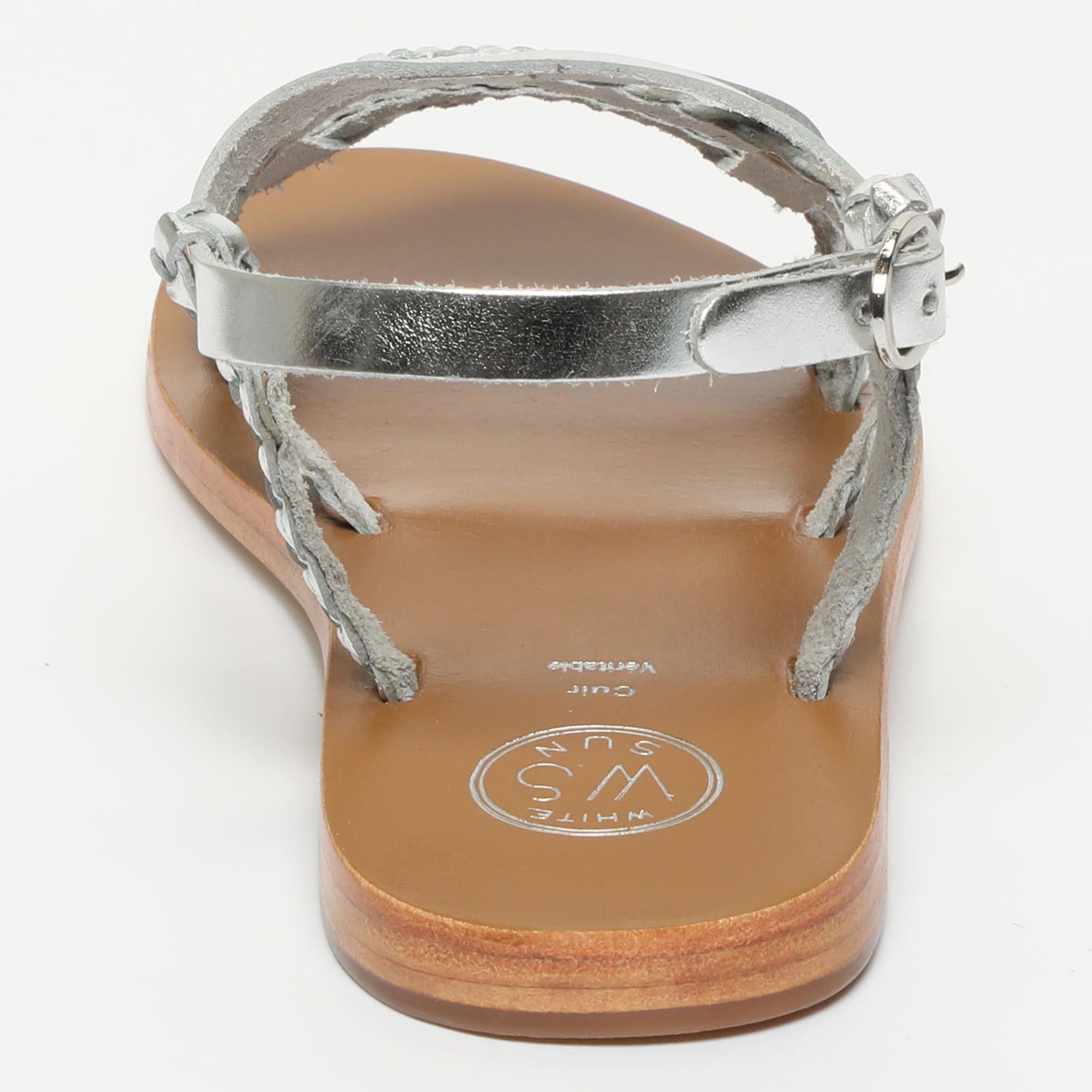 CASTIRLA sandales tresse en cuir argent