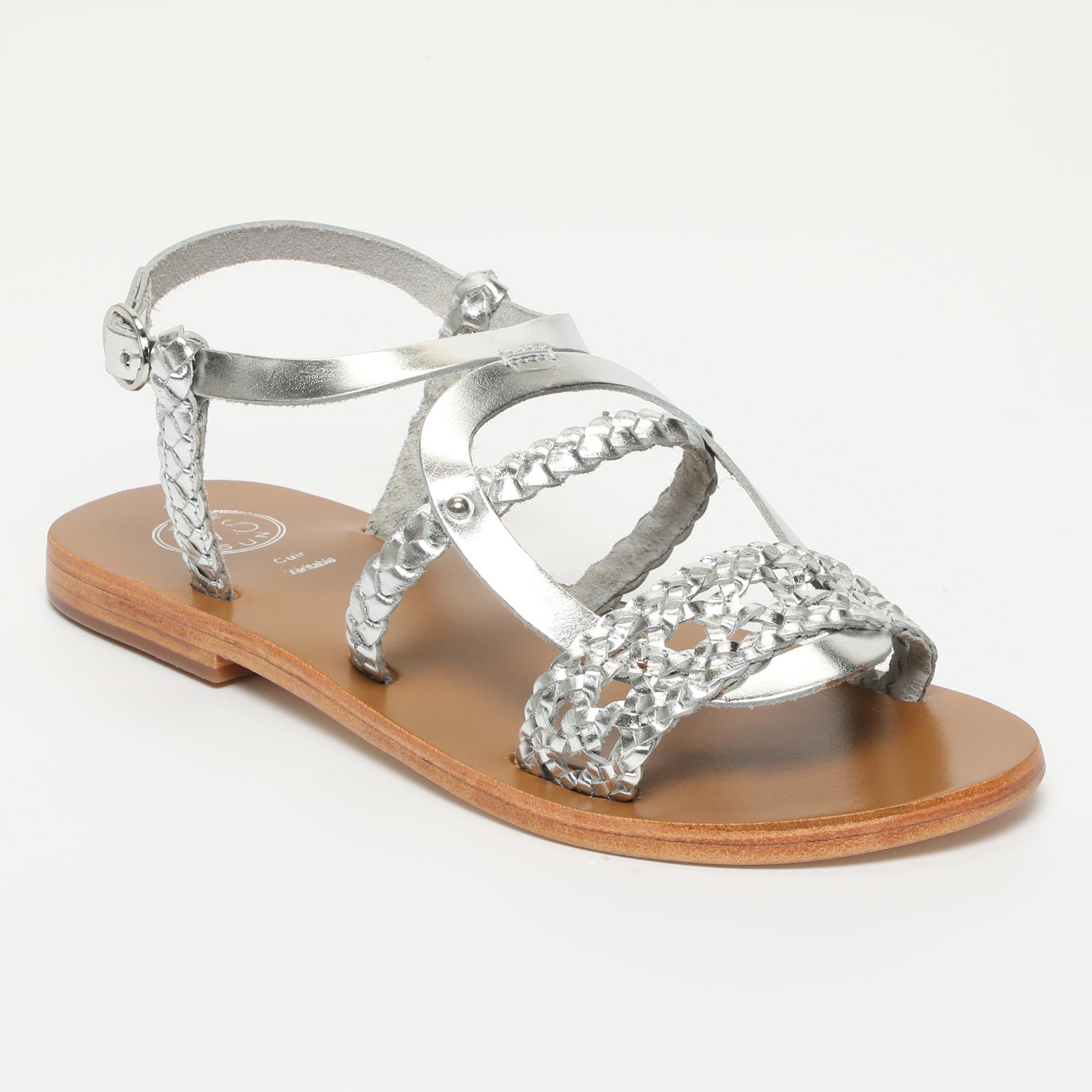 CASTIRLA sandales tresse en cuir argent