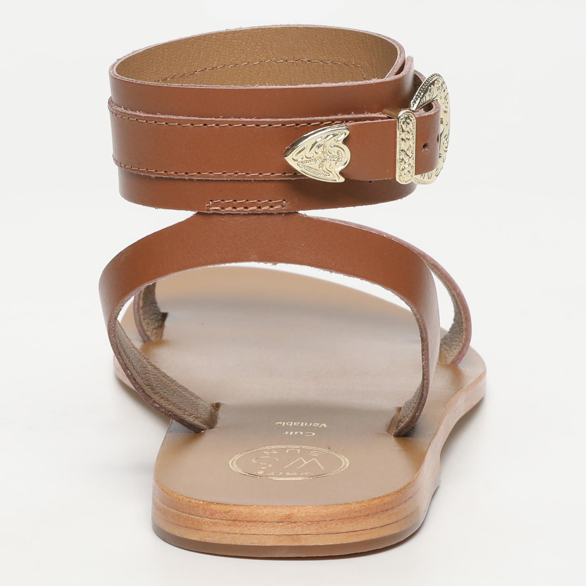 CAURO sandales bracelet de cheville en cuir camel