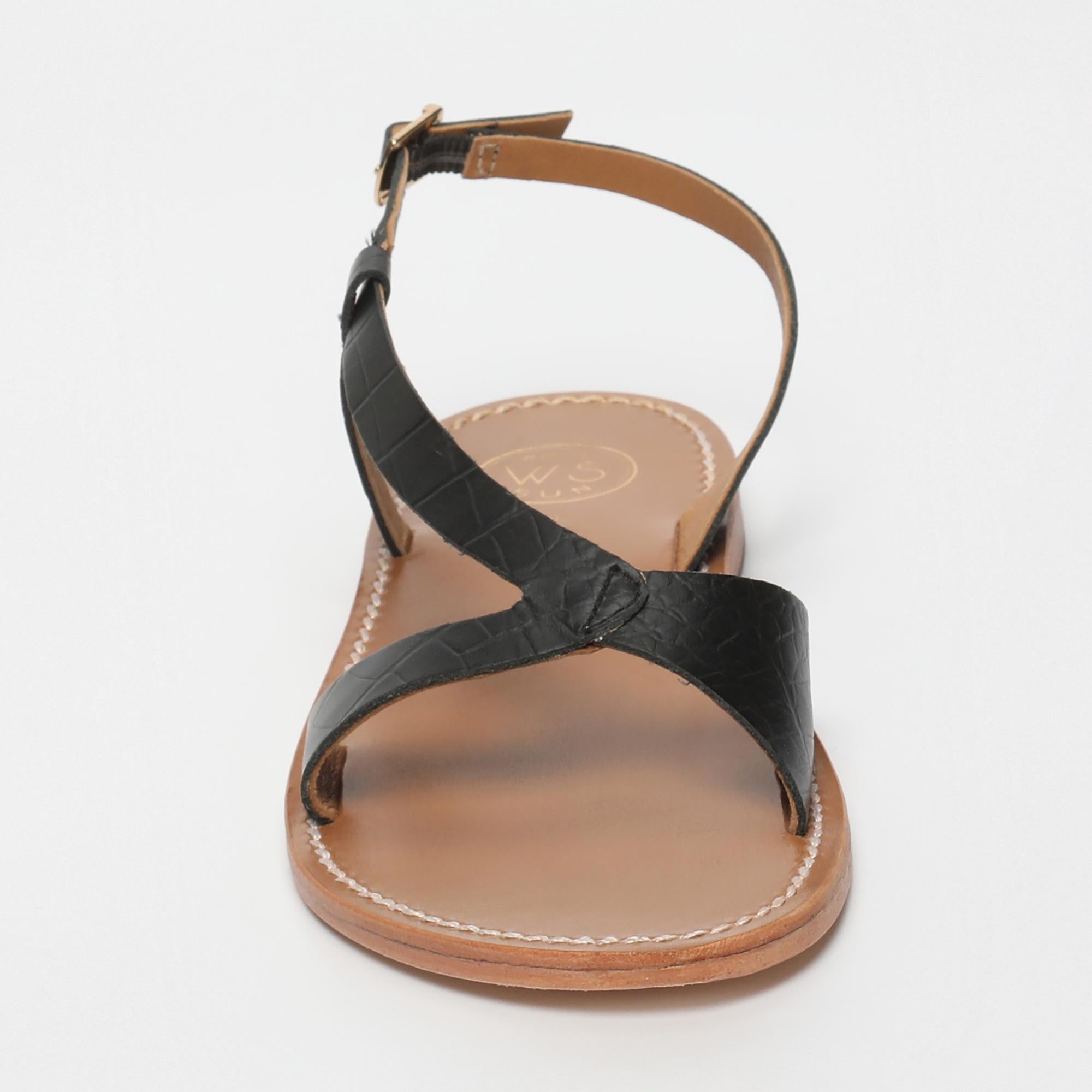 CLAIRVISTONE sandales en cuir croco noir