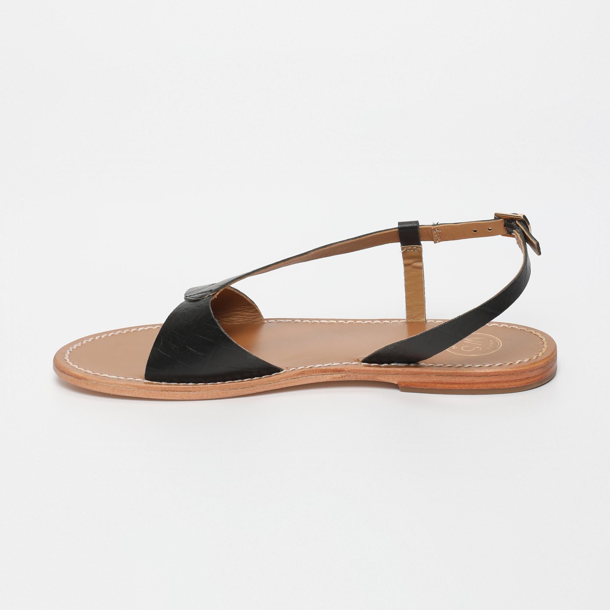 CLAIRVISTONE sandales en cuir croco noir