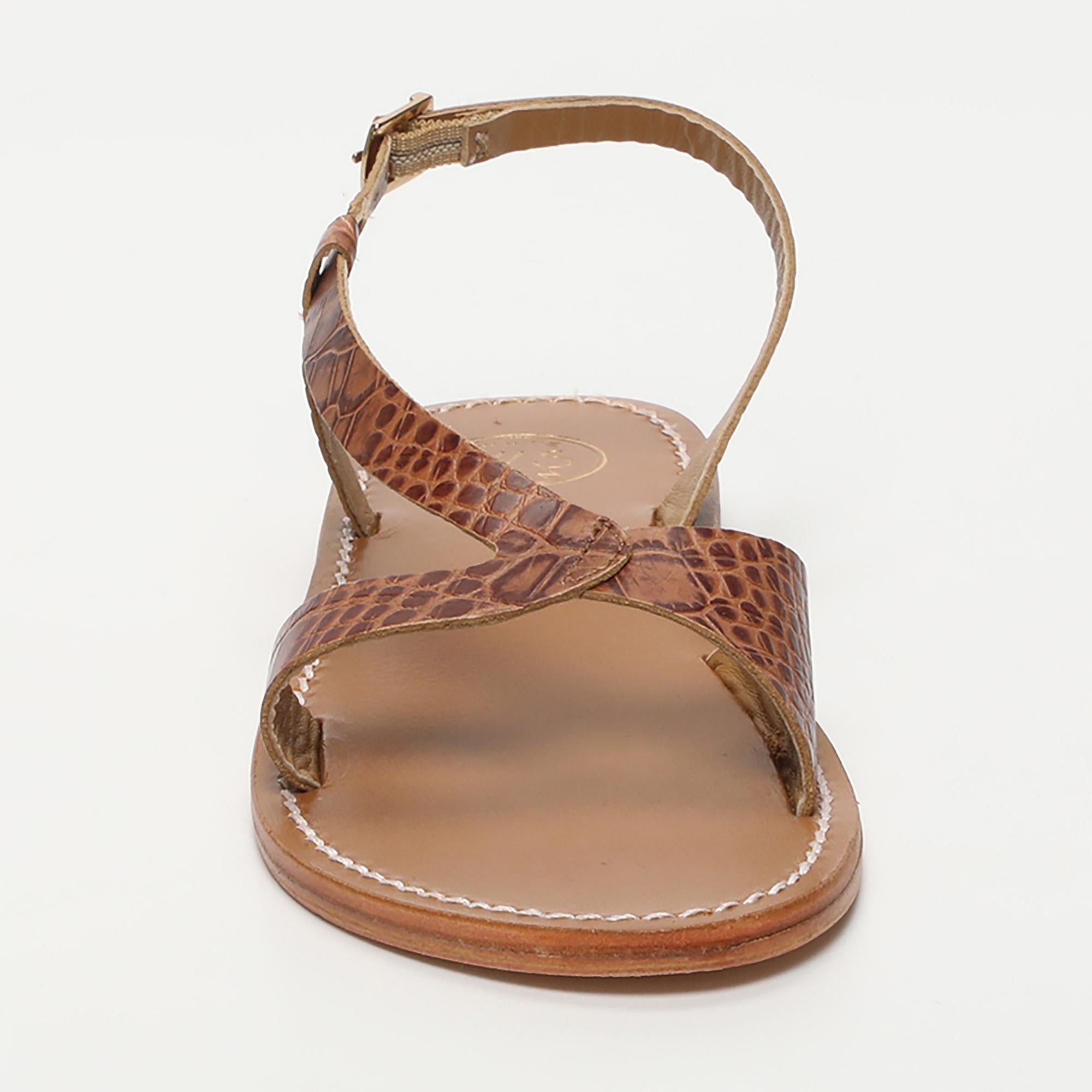 CLAIRVISTONE sandales en cuir croco brun