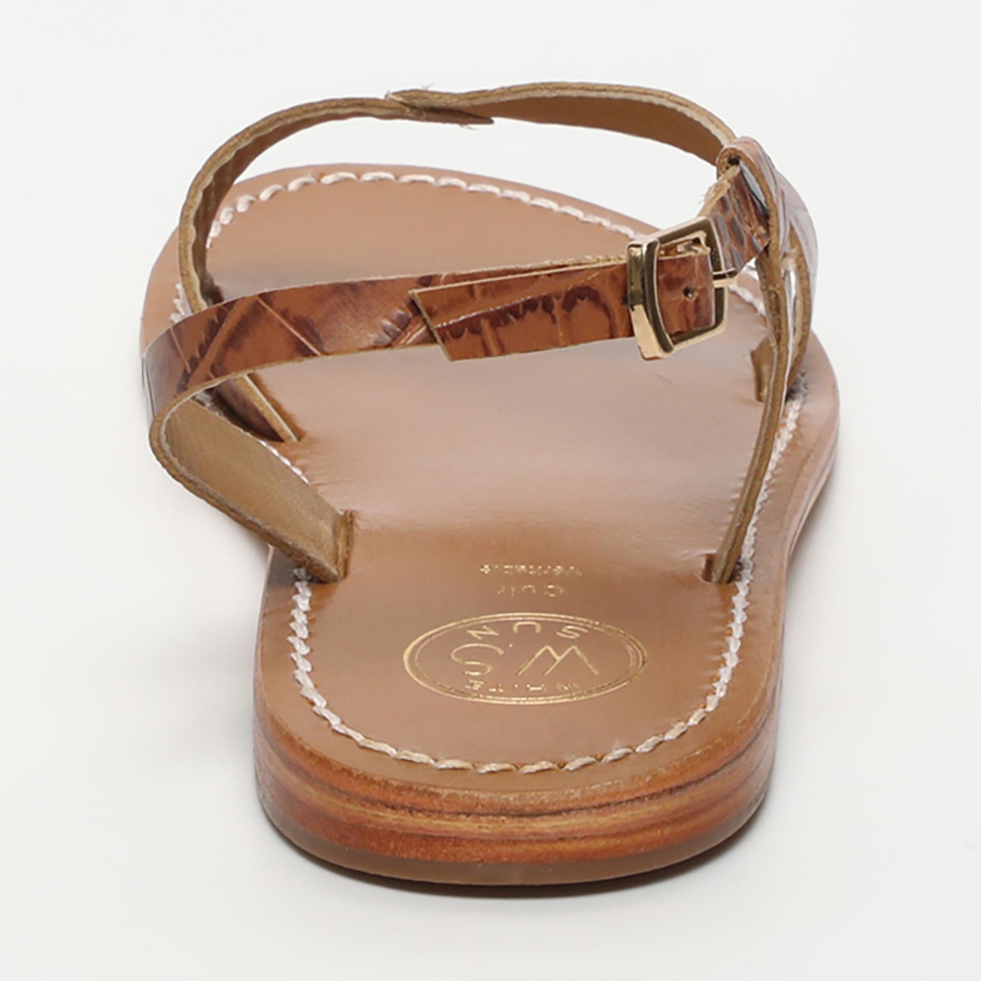 CLAIRVISTONE sandales en cuir croco brun