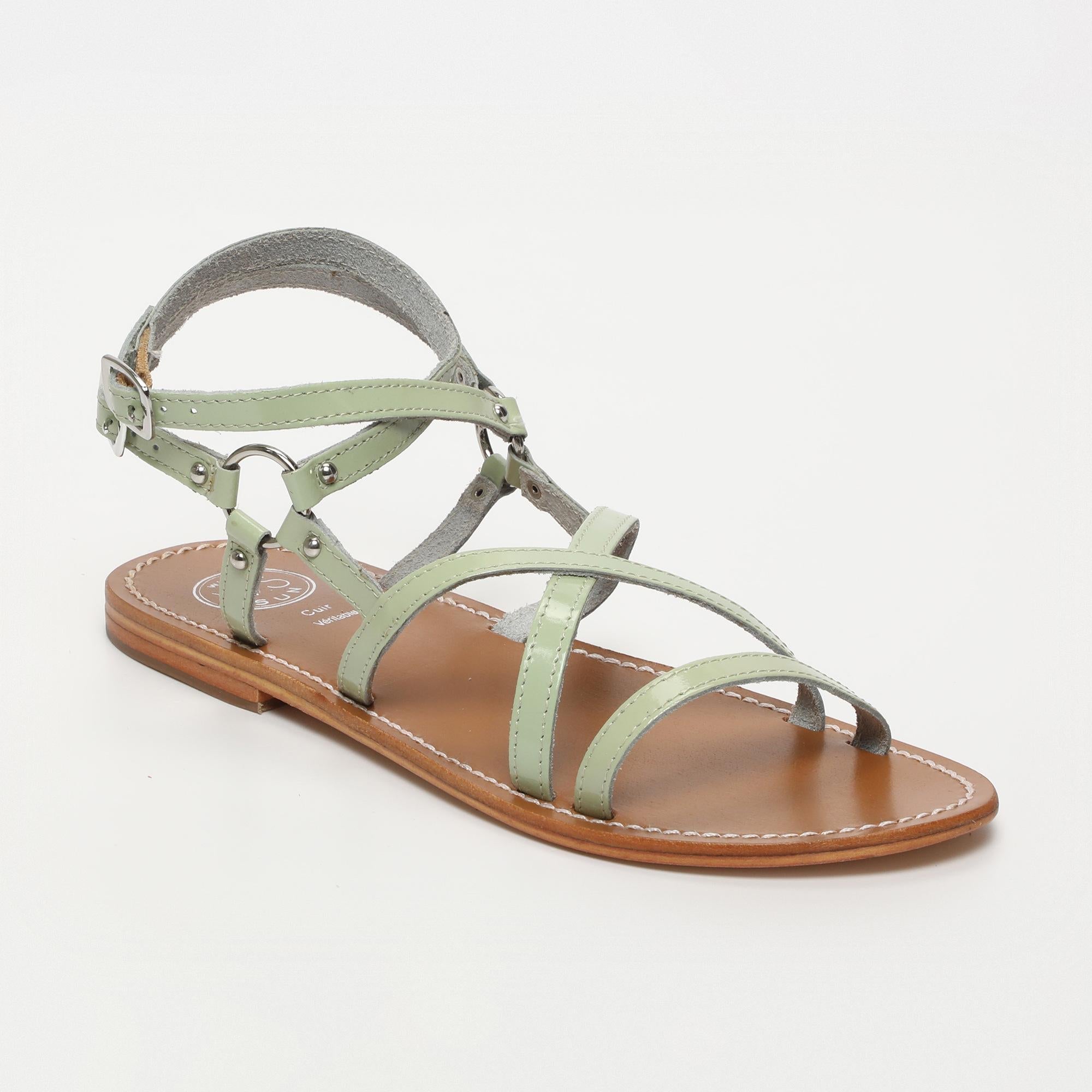 CLAUDINA sandales spartiates en cuir menthe