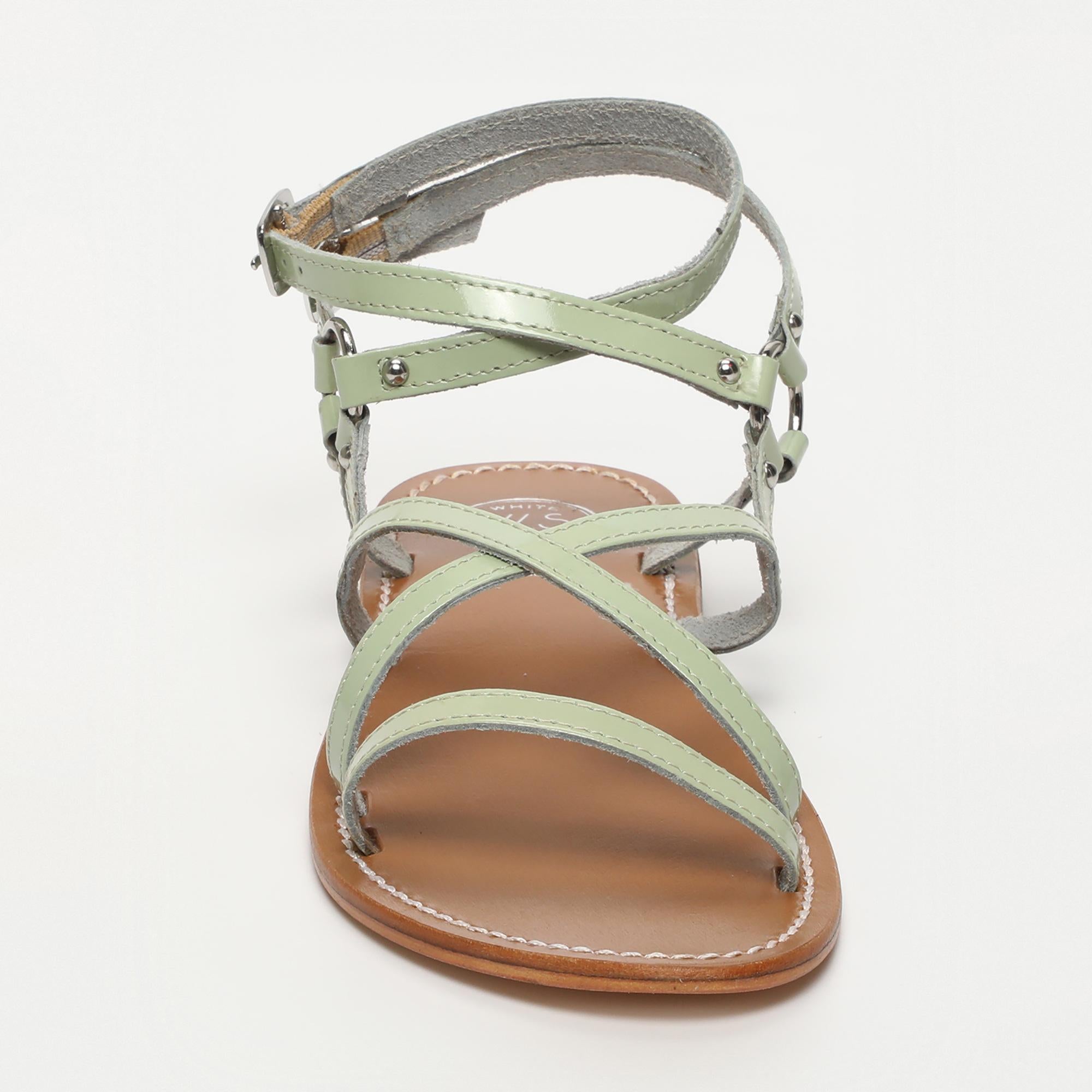 CLAUDINA sandales spartiates en cuir menthe