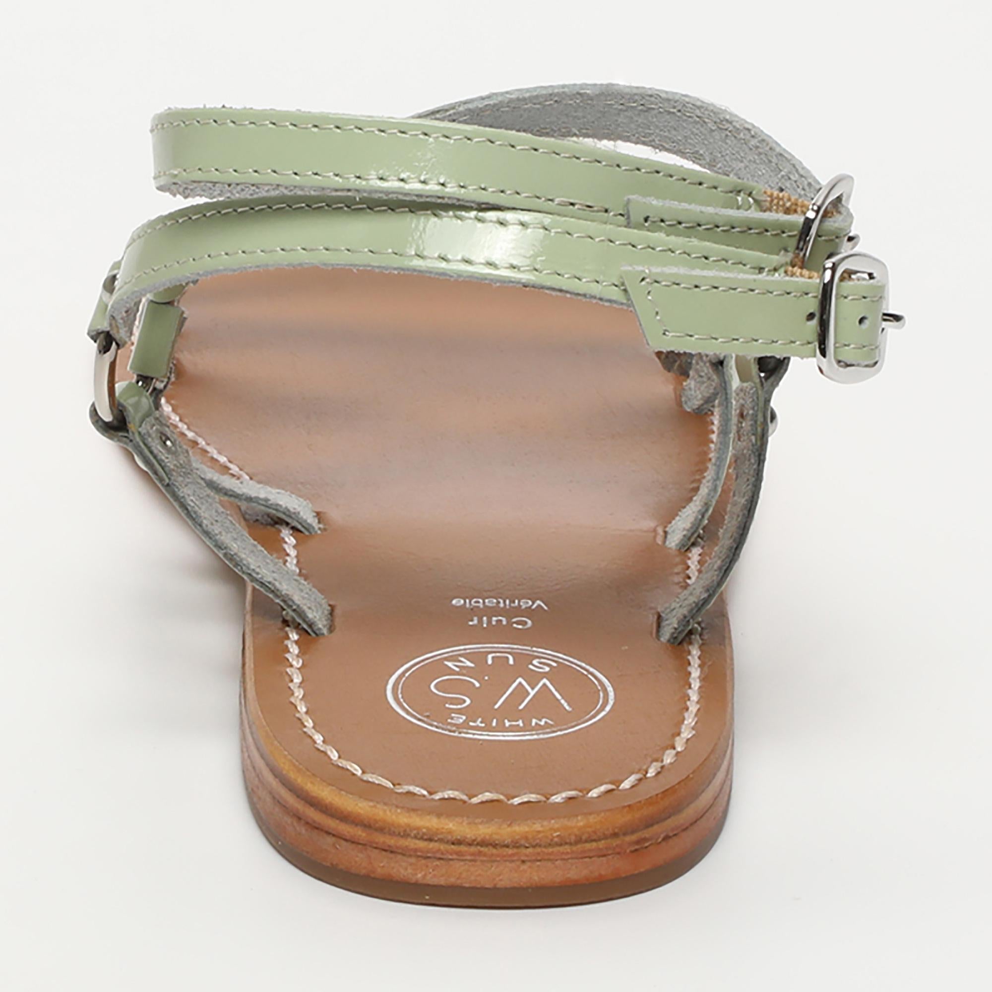 CLAUDINA sandales spartiates en cuir menthe