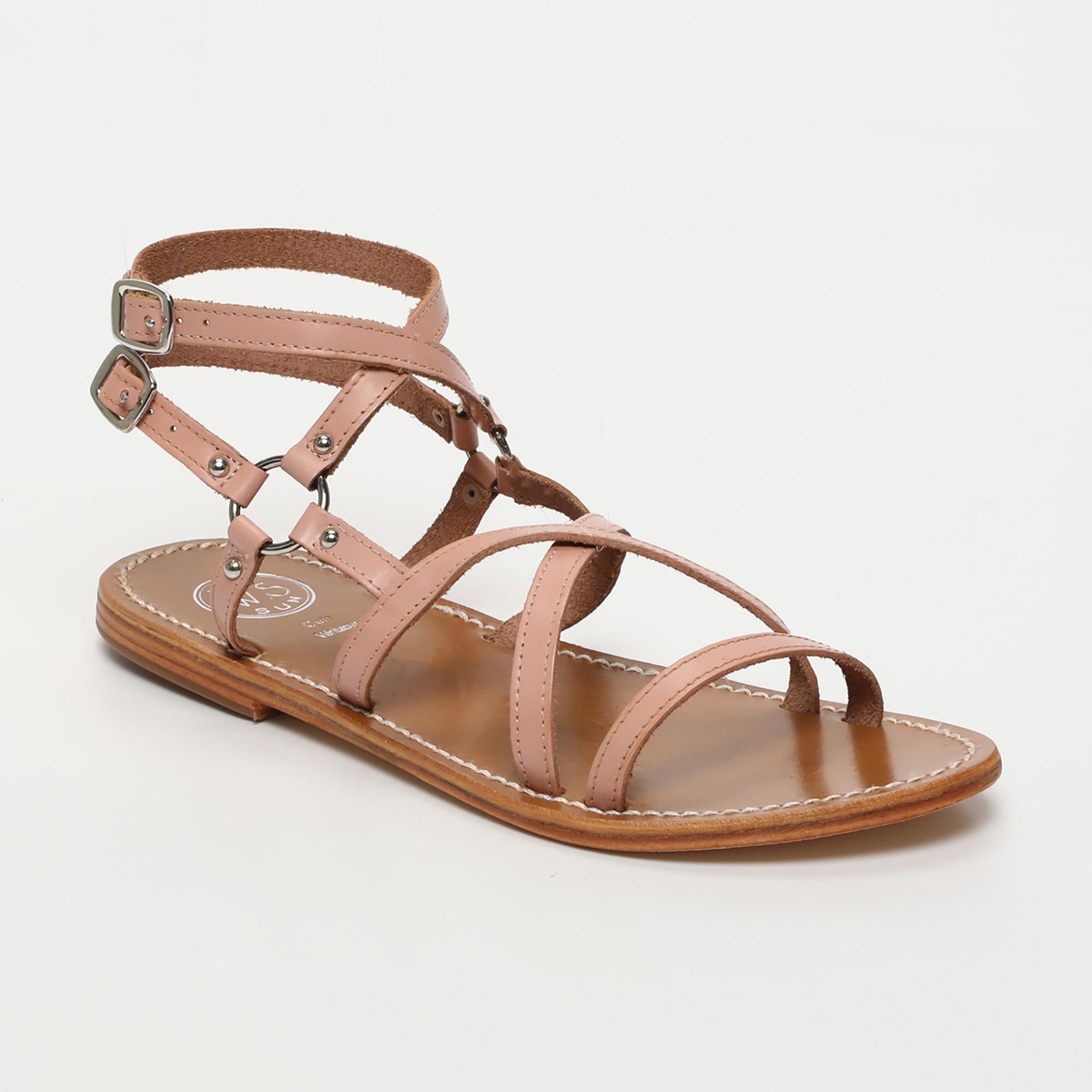 CLAUDINA sandales spartiates en cuir rose