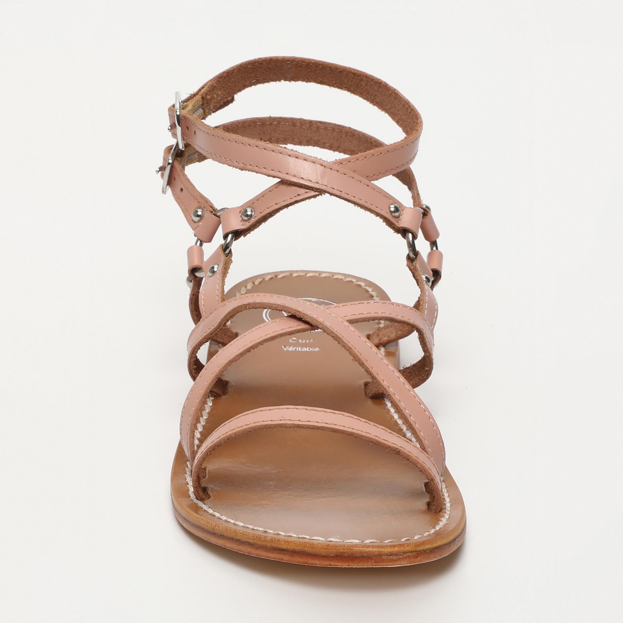 CLAUDINA sandales spartiates en cuir rose