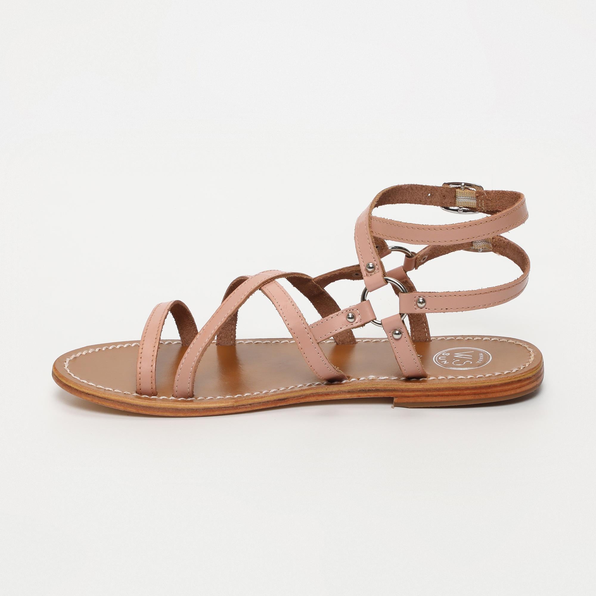CLAUDINA sandales spartiates en cuir rose