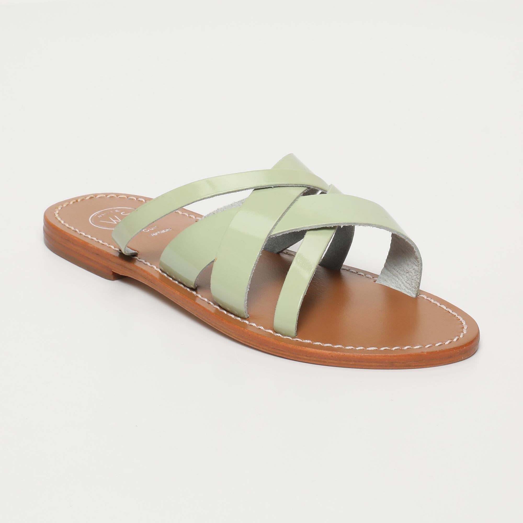 CLOT mules en cuir menthe