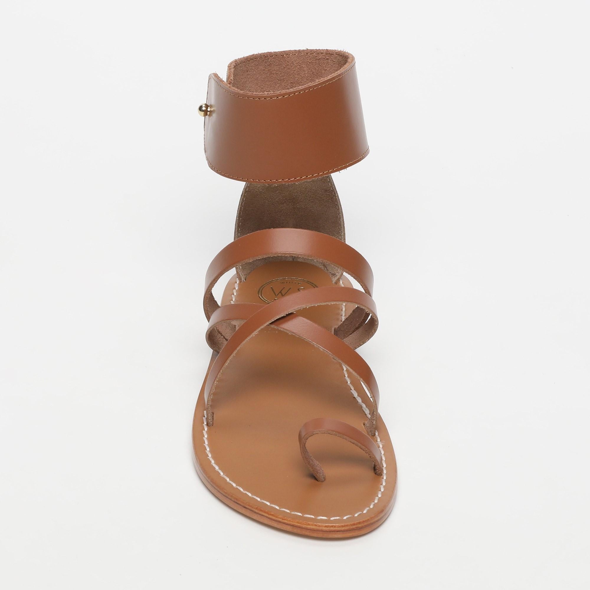 DARIKA sandales bracelet de cheville en cuir camel