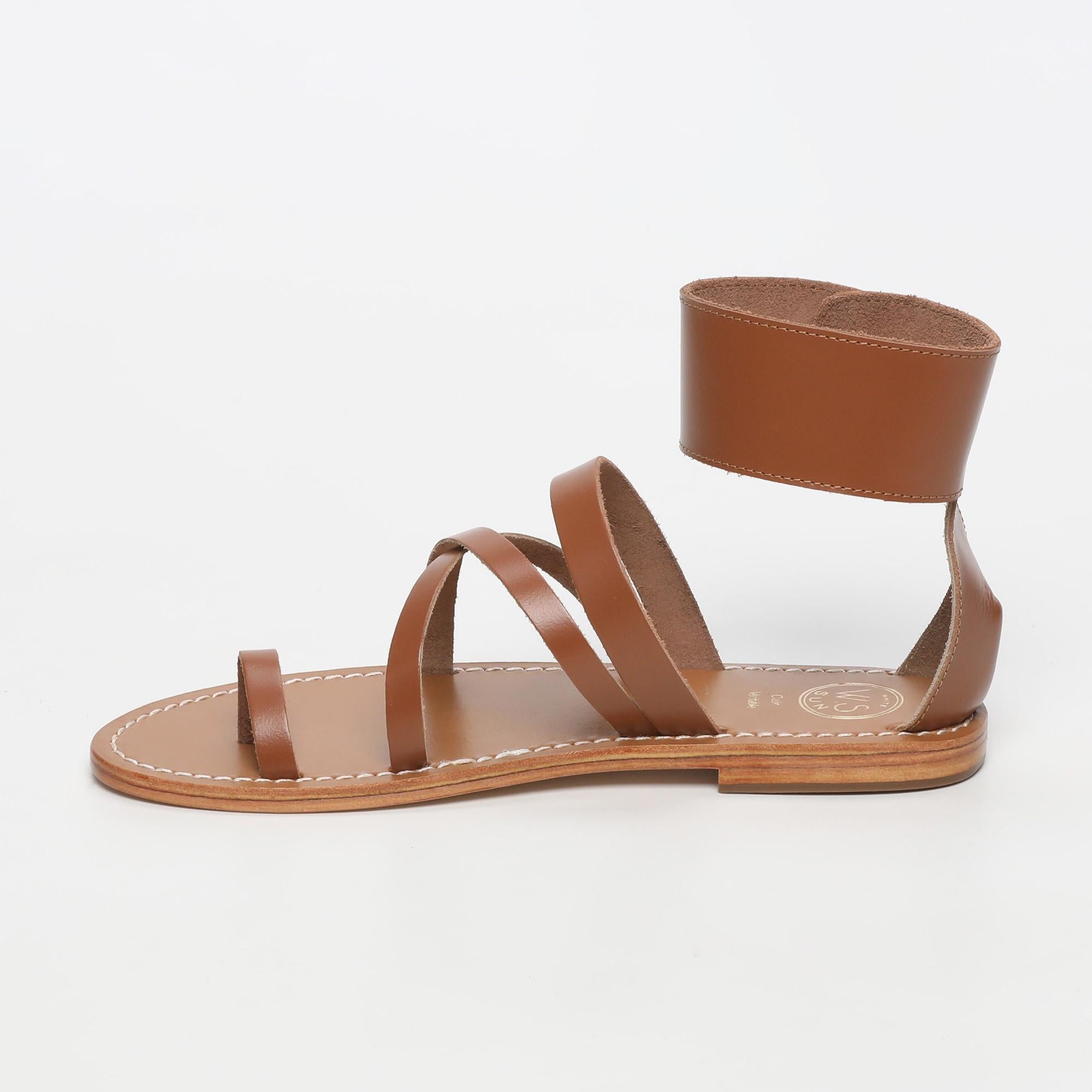 DARIKA sandales bracelet de cheville en cuir camel