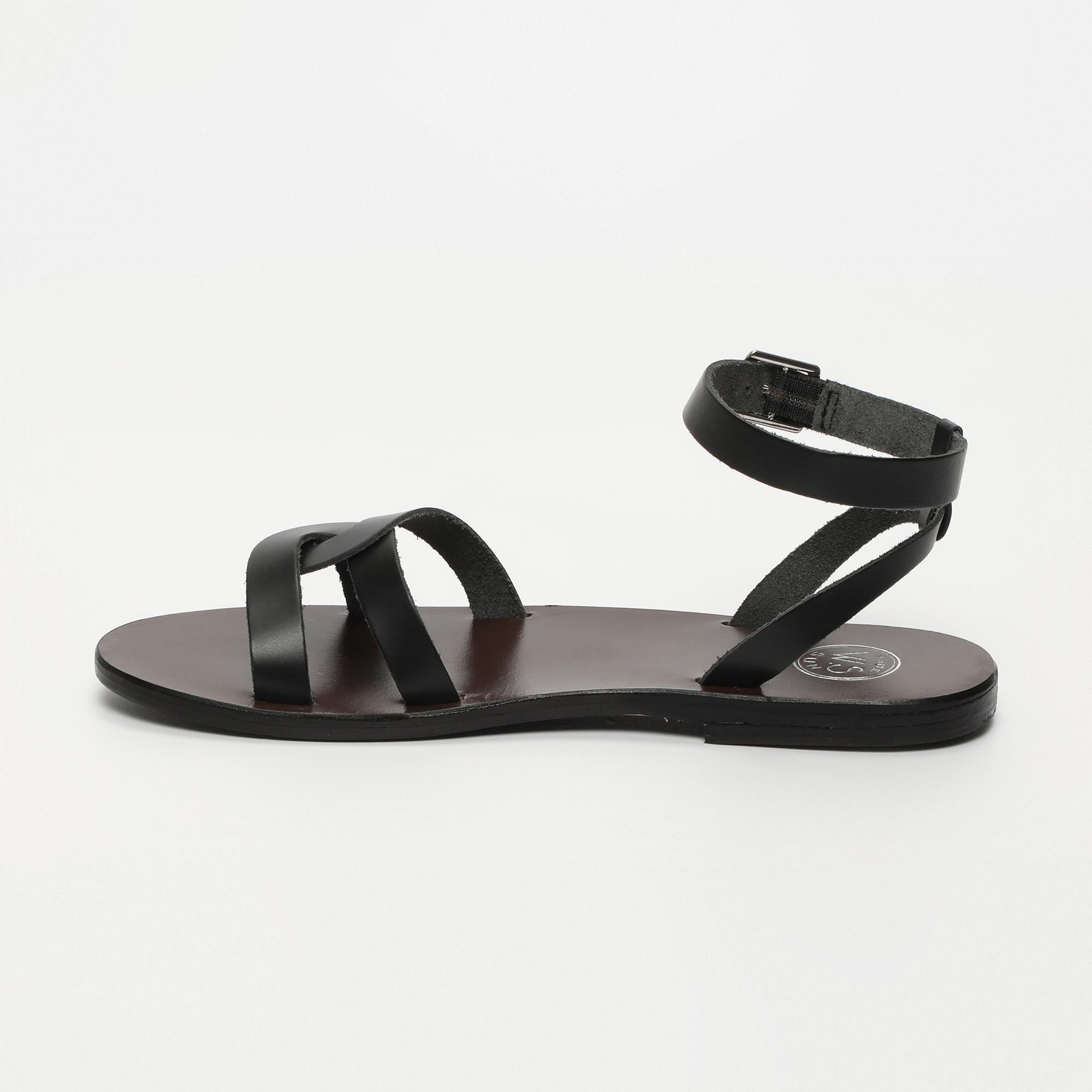 DARIO sandales bracelet de cheville en cuir noir