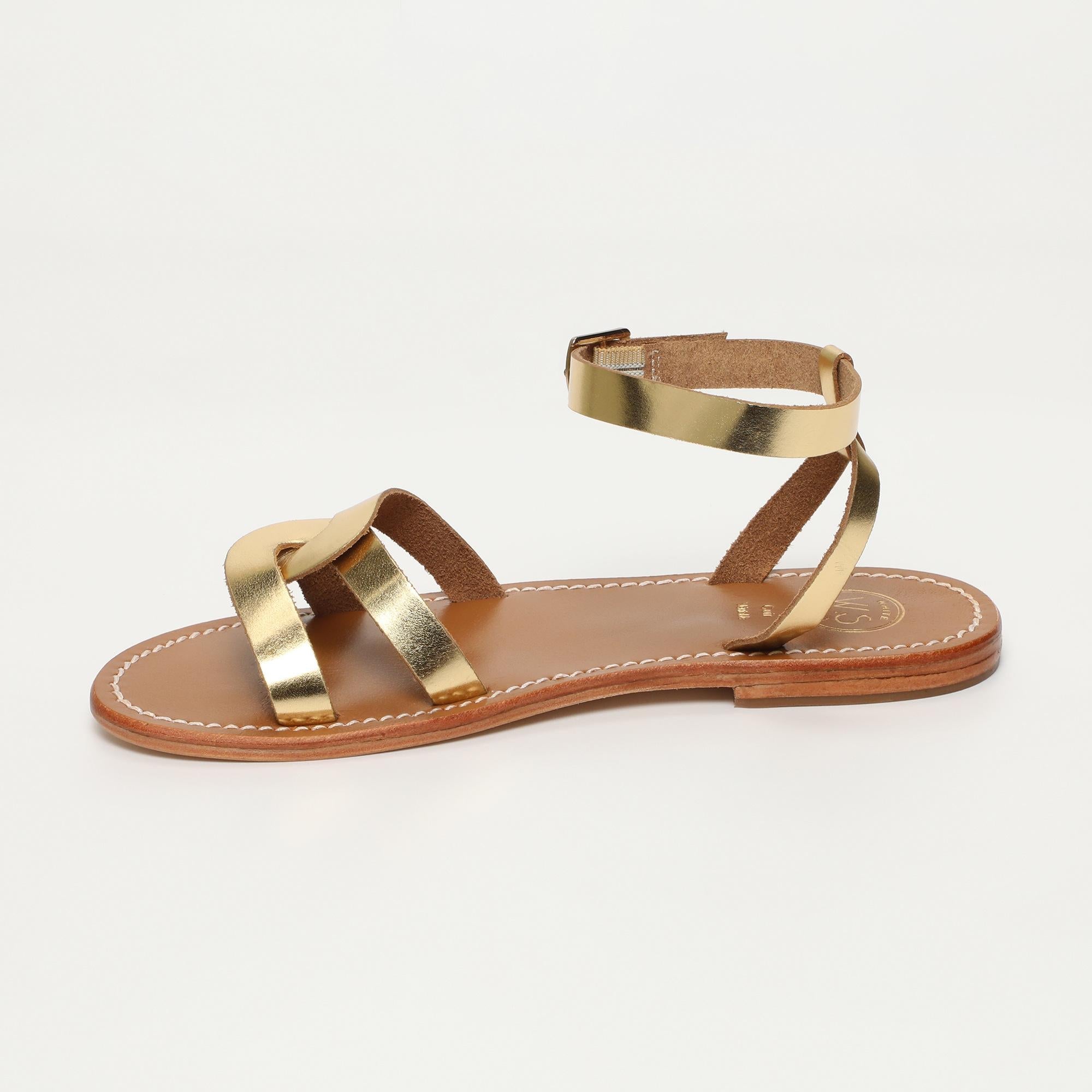 DARIO sandales bracelet de cheville en cuir or foncé