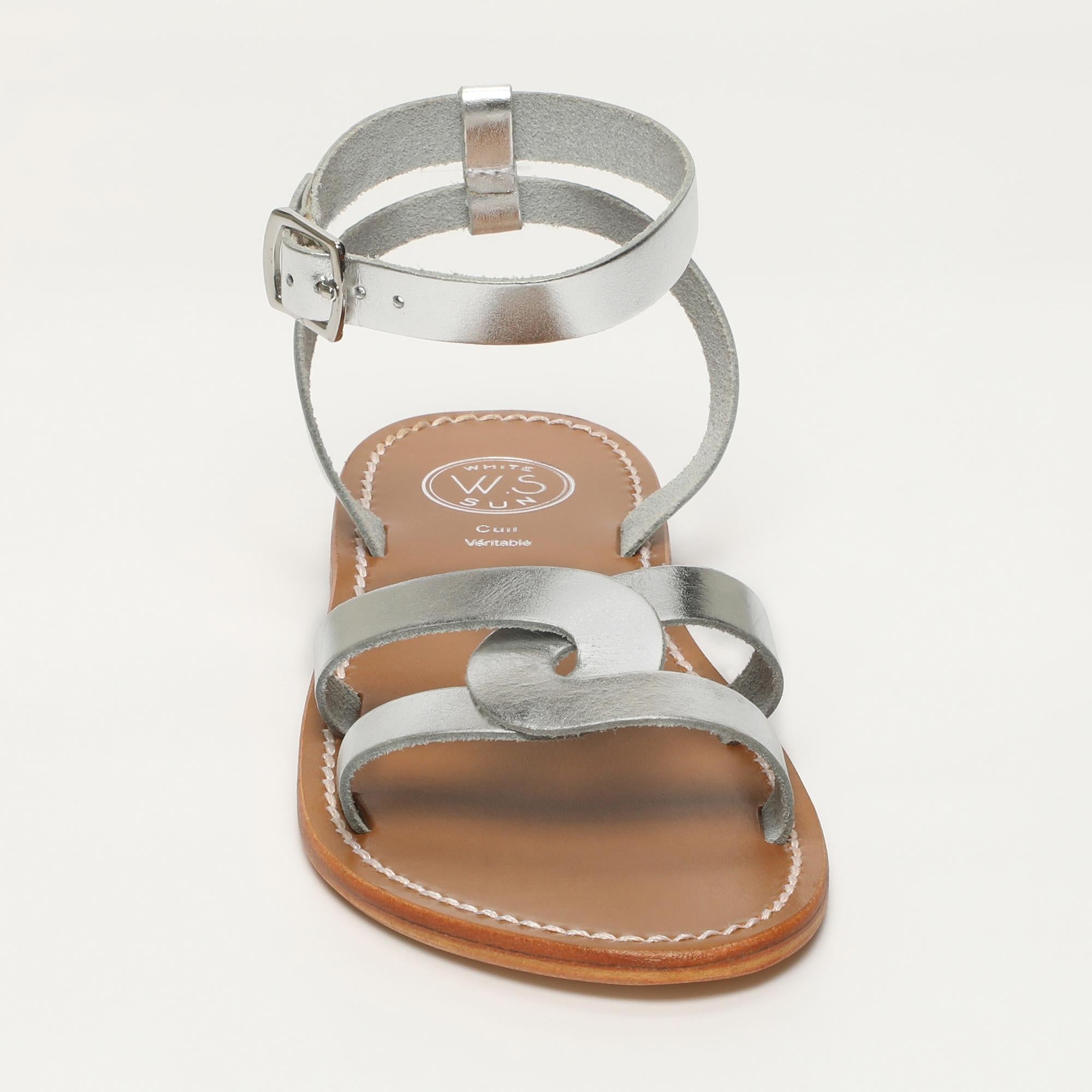 DARIO sandales bracelet de cheville en cuir argent