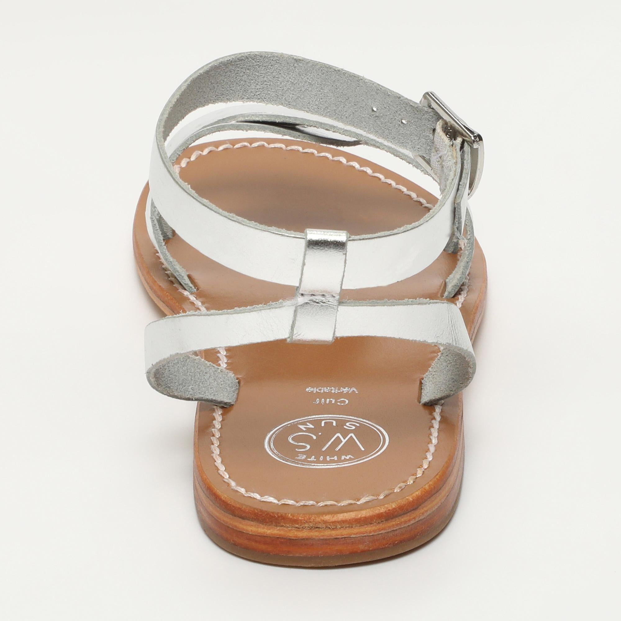 DARIO sandales bracelet de cheville en cuir argent