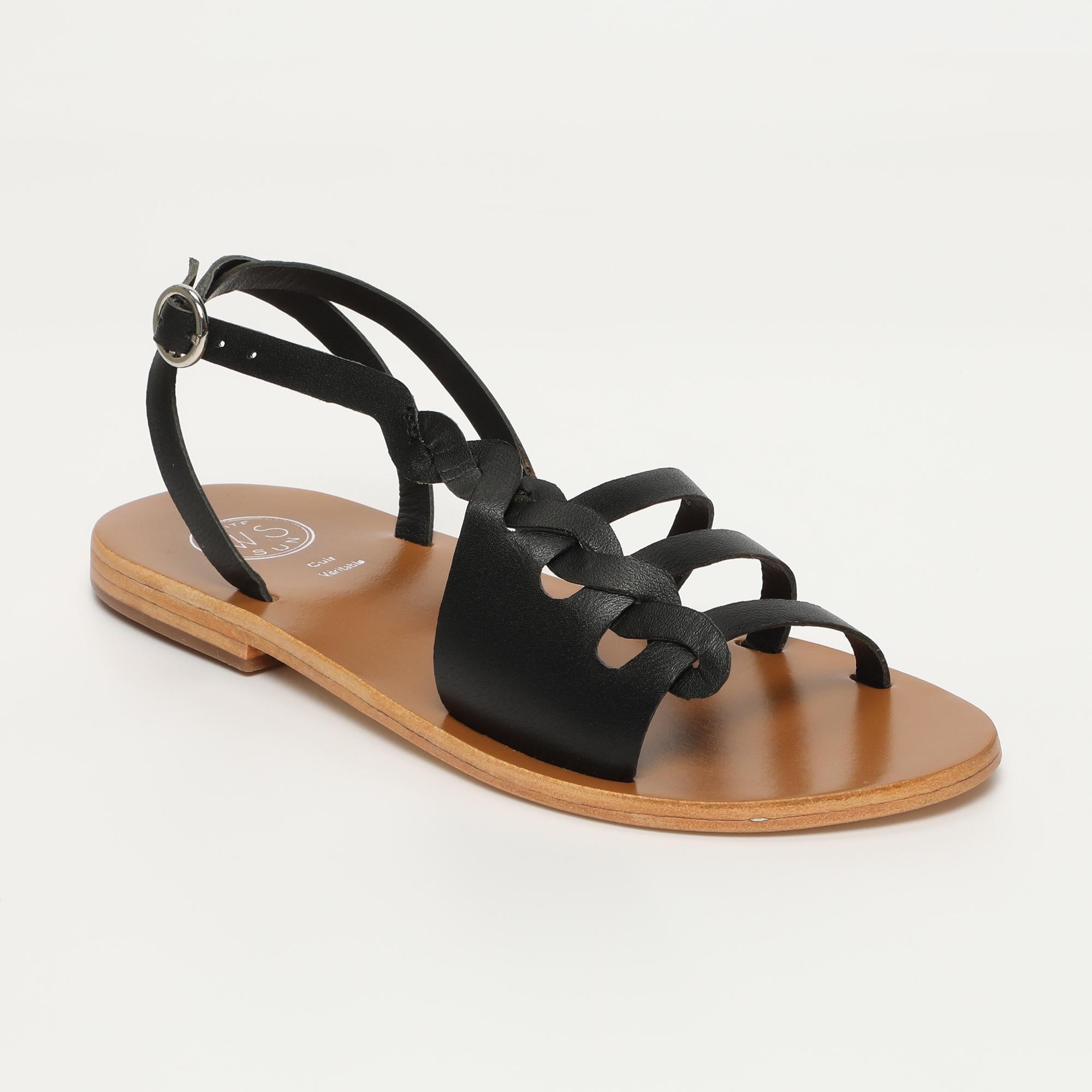 DELARAM sandales en cuir noir