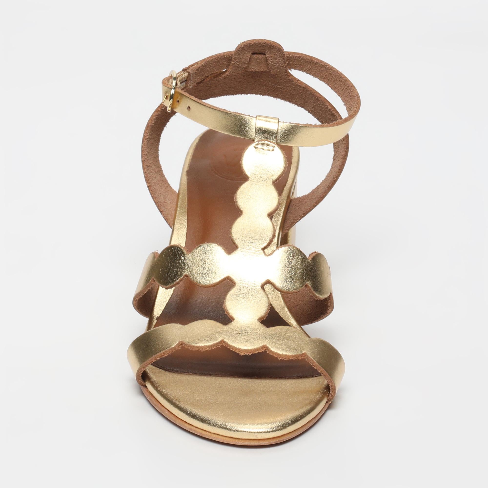 DOMA sandales talon en cuir or foncé