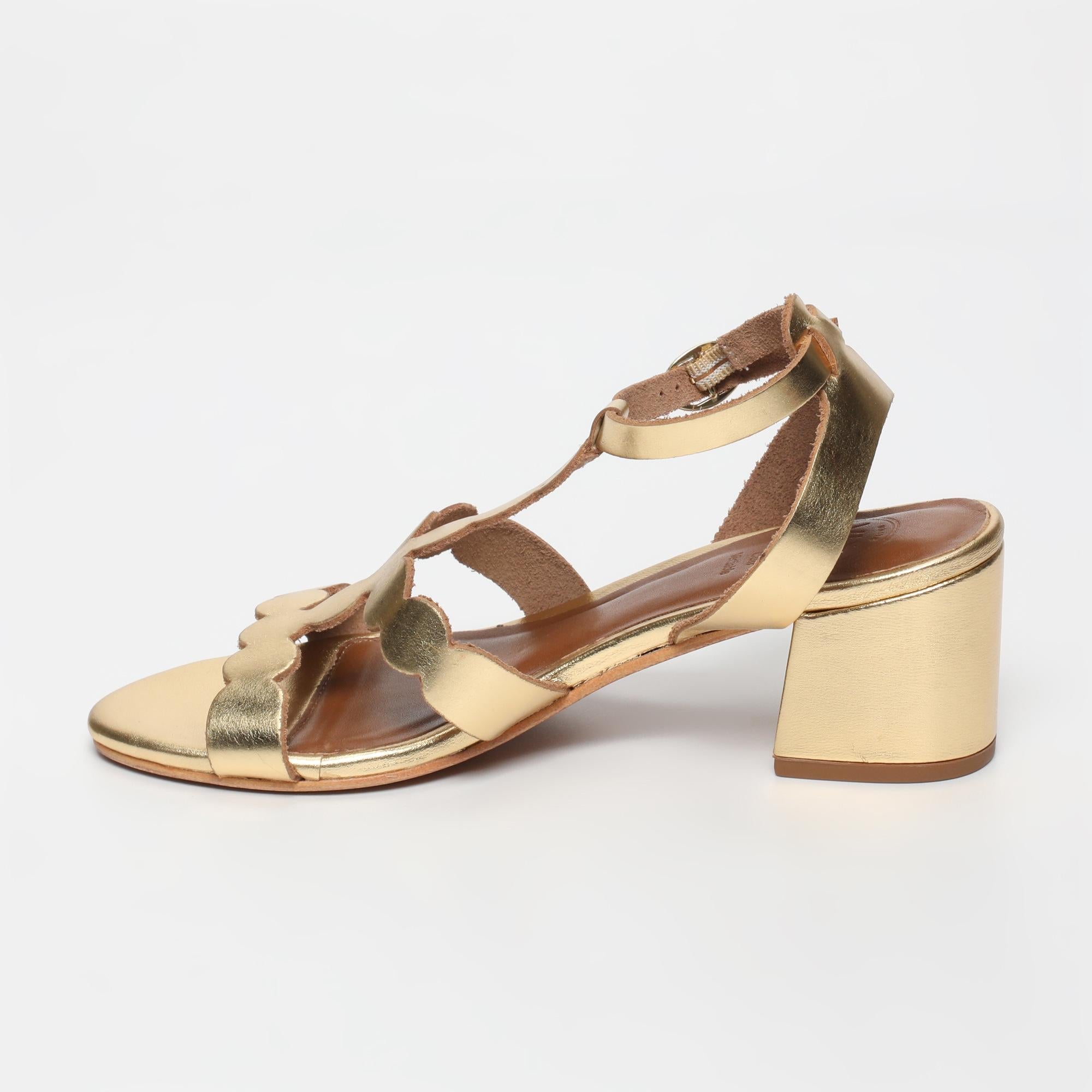 DOMA sandales talon en cuir or foncé